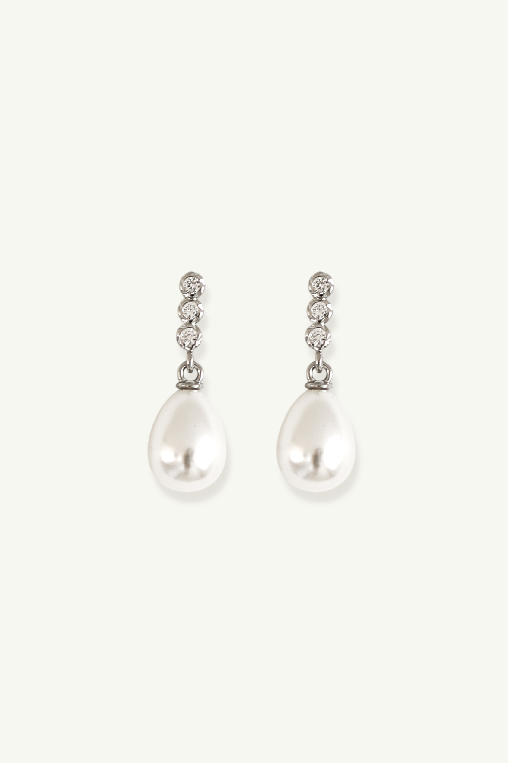 Bezel Line Pearl Drop Earrings
