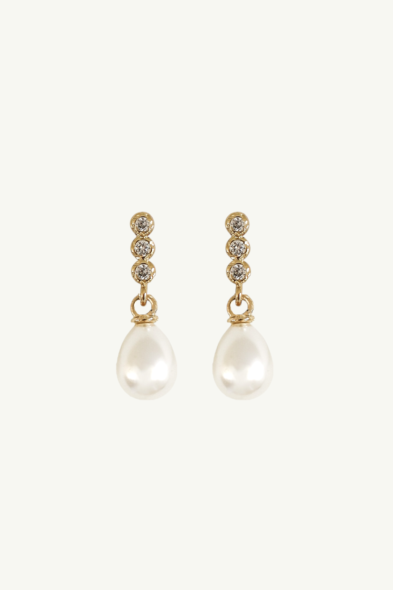 Bezel Line Pearl Drop Earrings