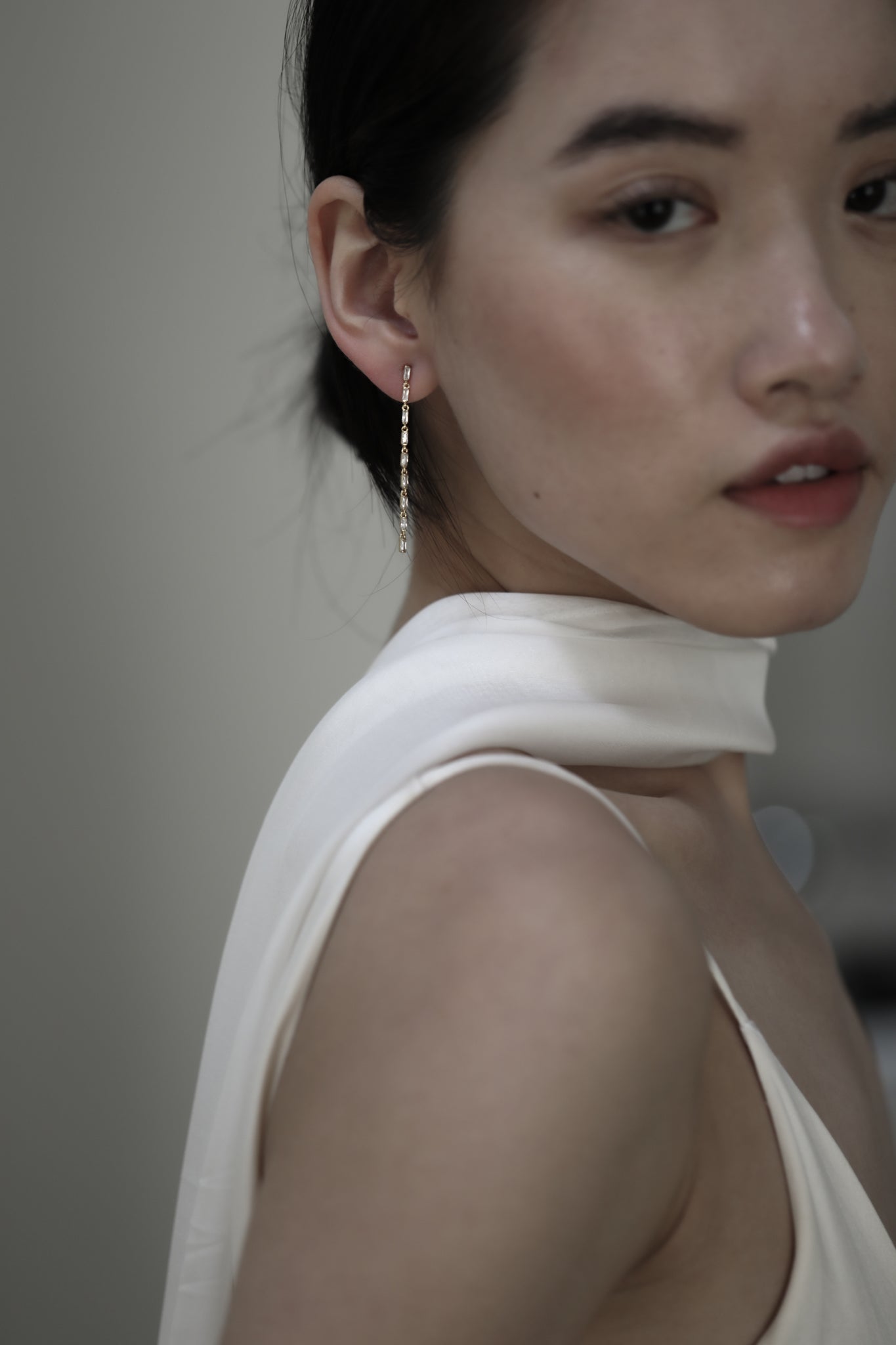 Baguette Line Drop Earrings