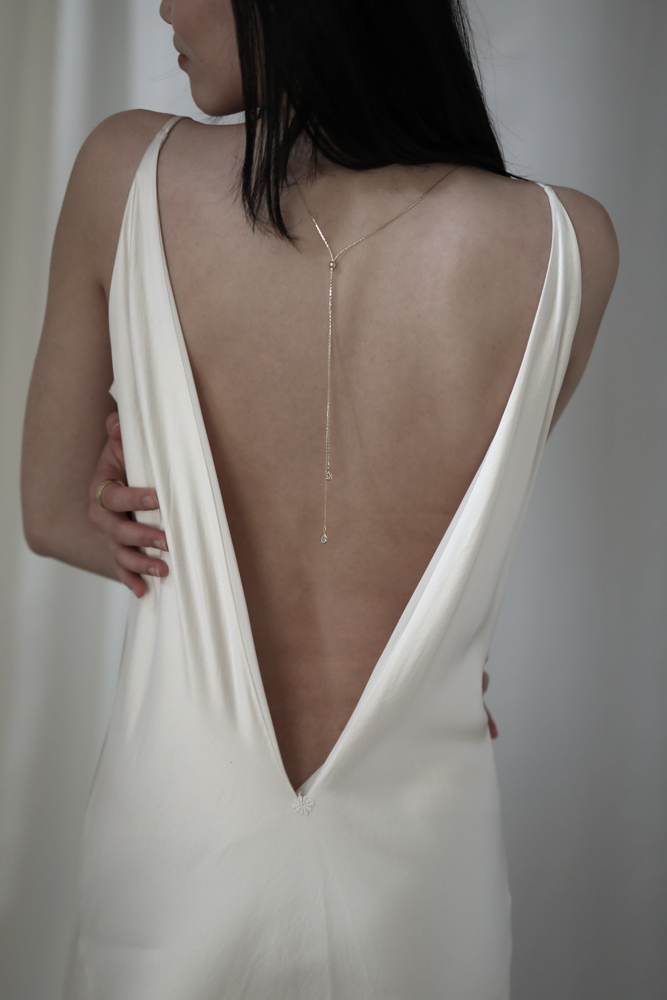 Bezel Crystal Lariat Necklace