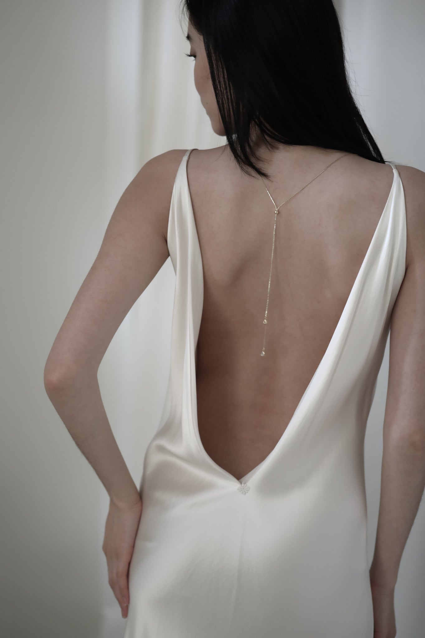 Bezel Crystal Lariat Necklace