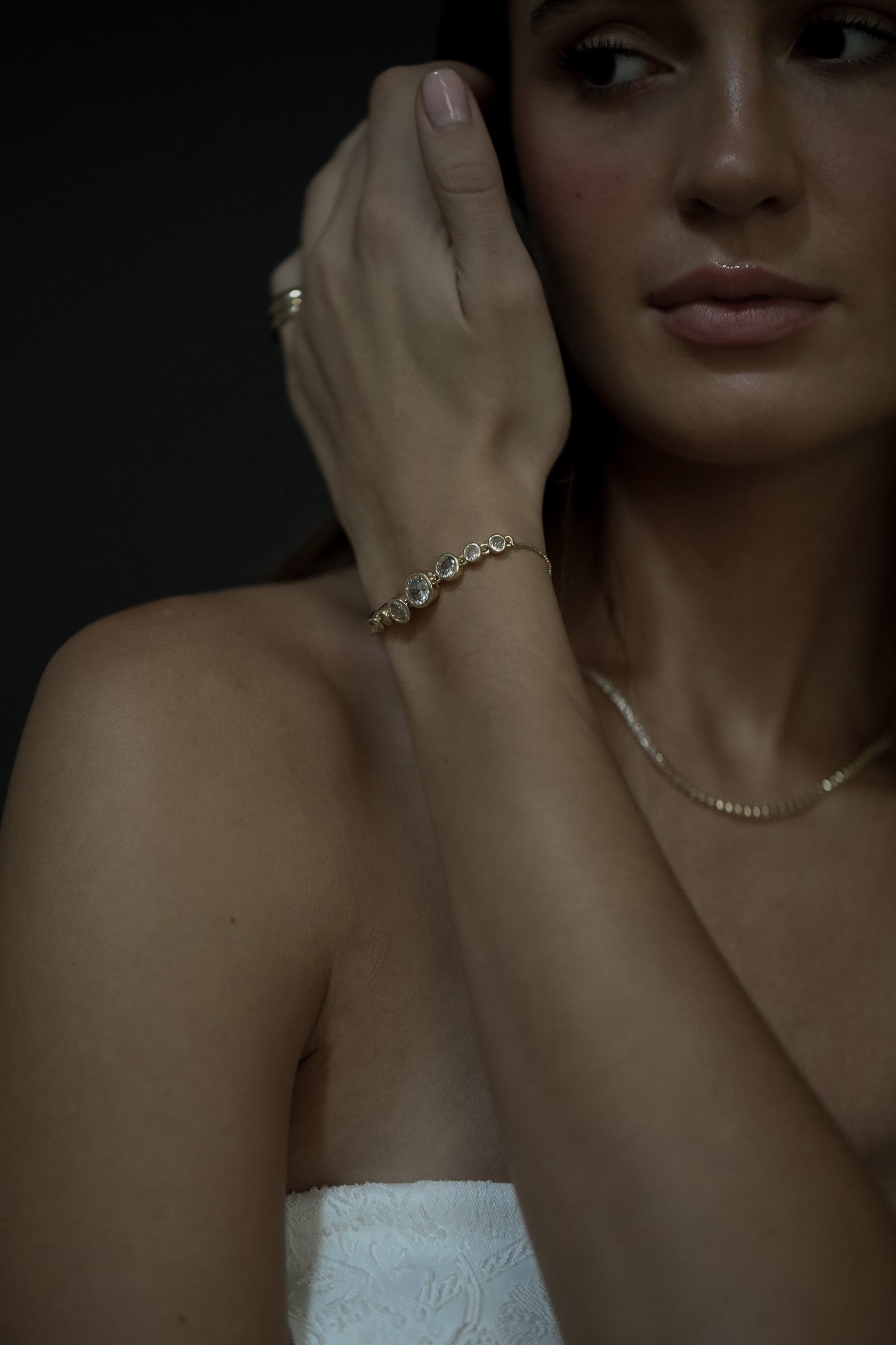 Bezel Gold Bolo Bracelet