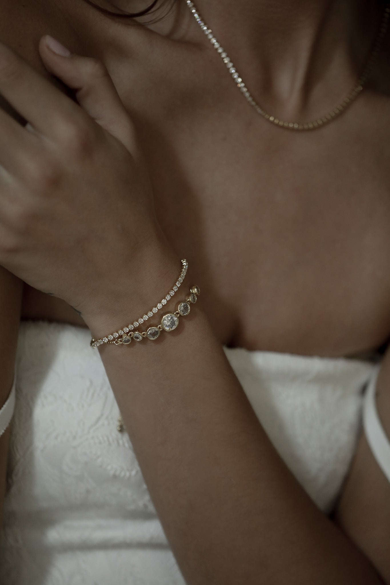 Bezel Gold Bolo Bracelet