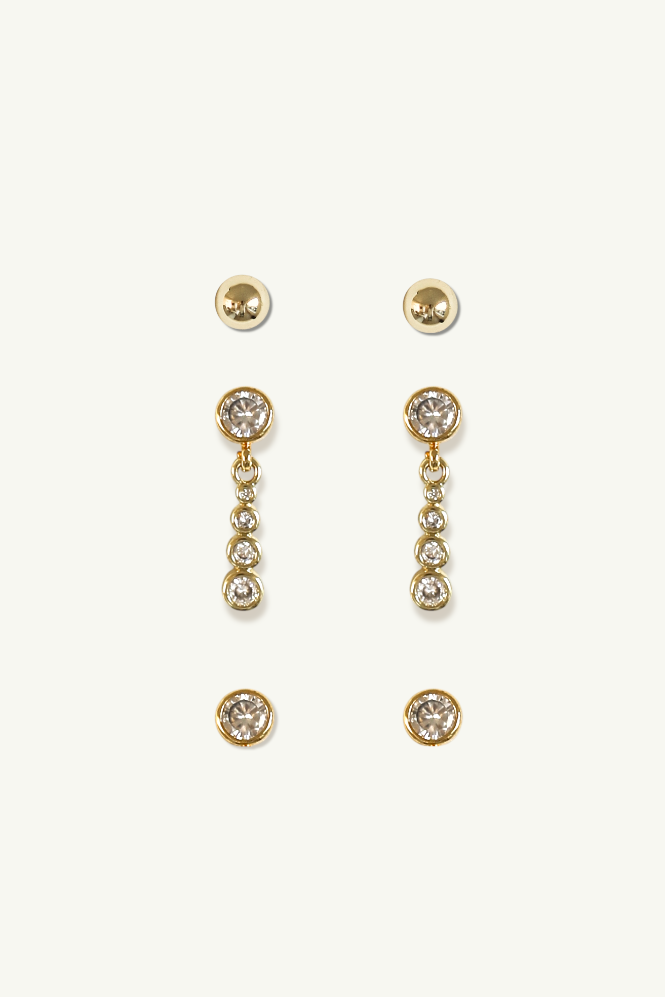 Gold Bezel Earring Stacked Set