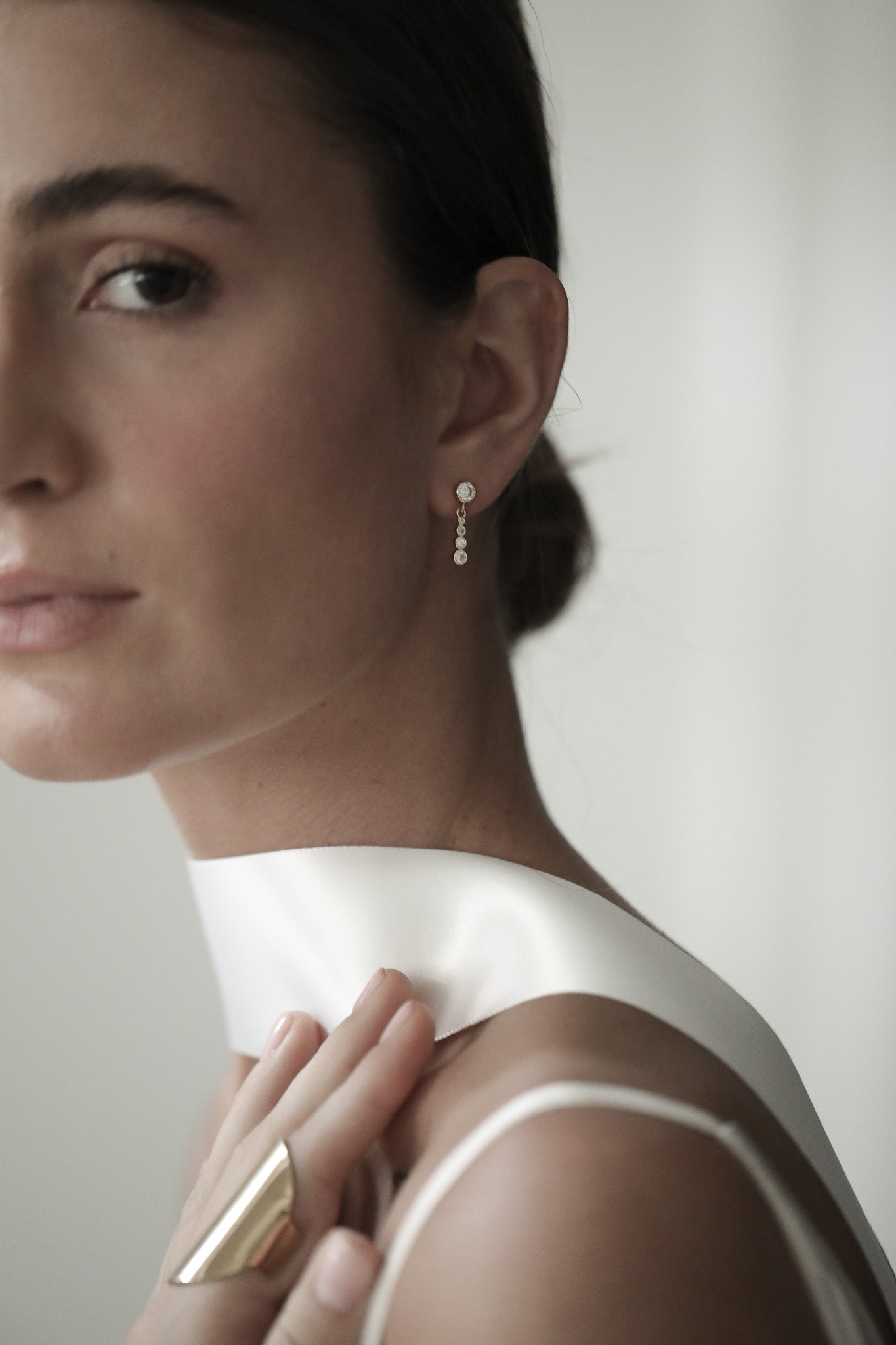 Gold Bezel Earring Stacked Set