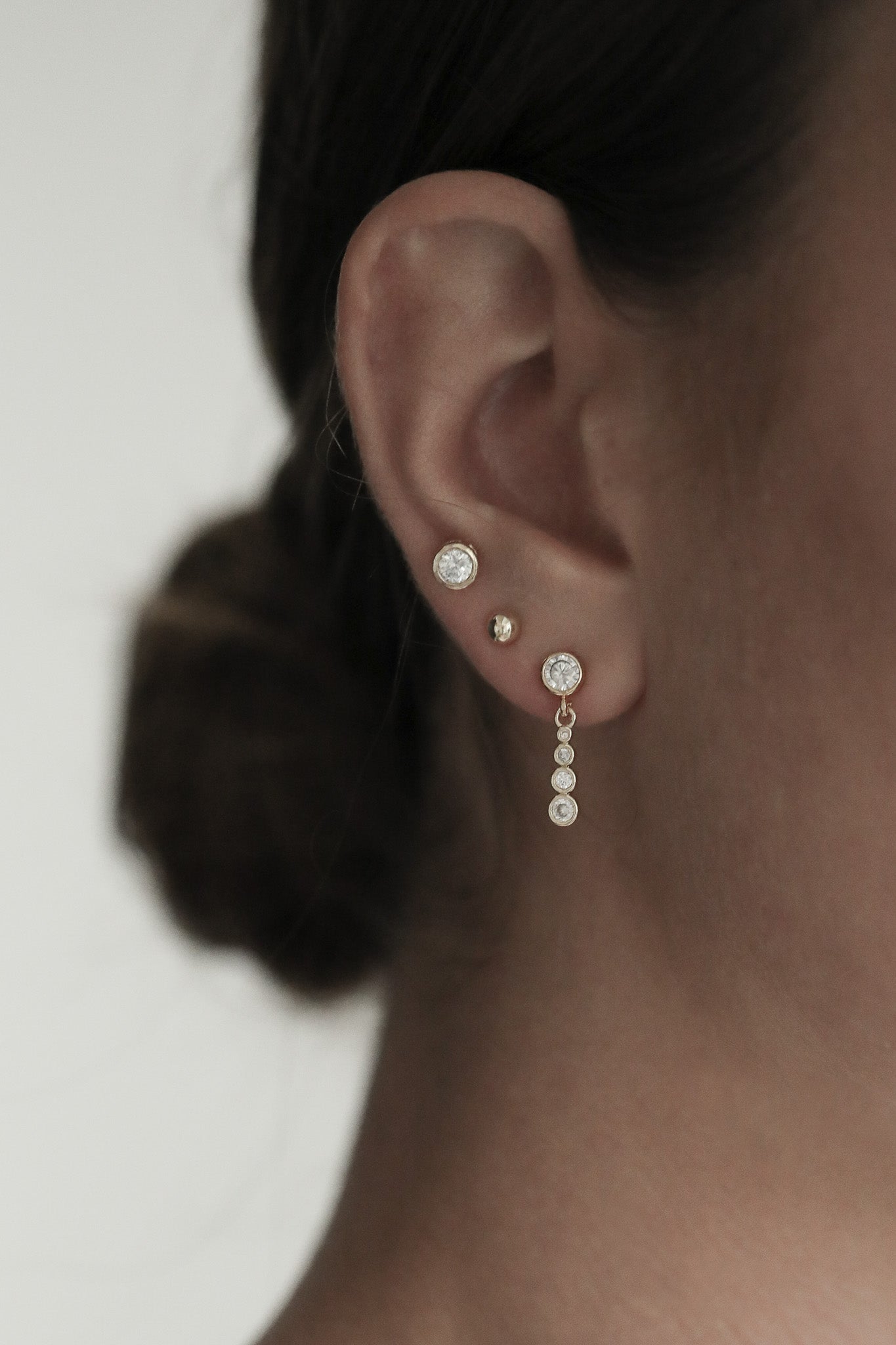 Gold Bezel Earring Stacked Set