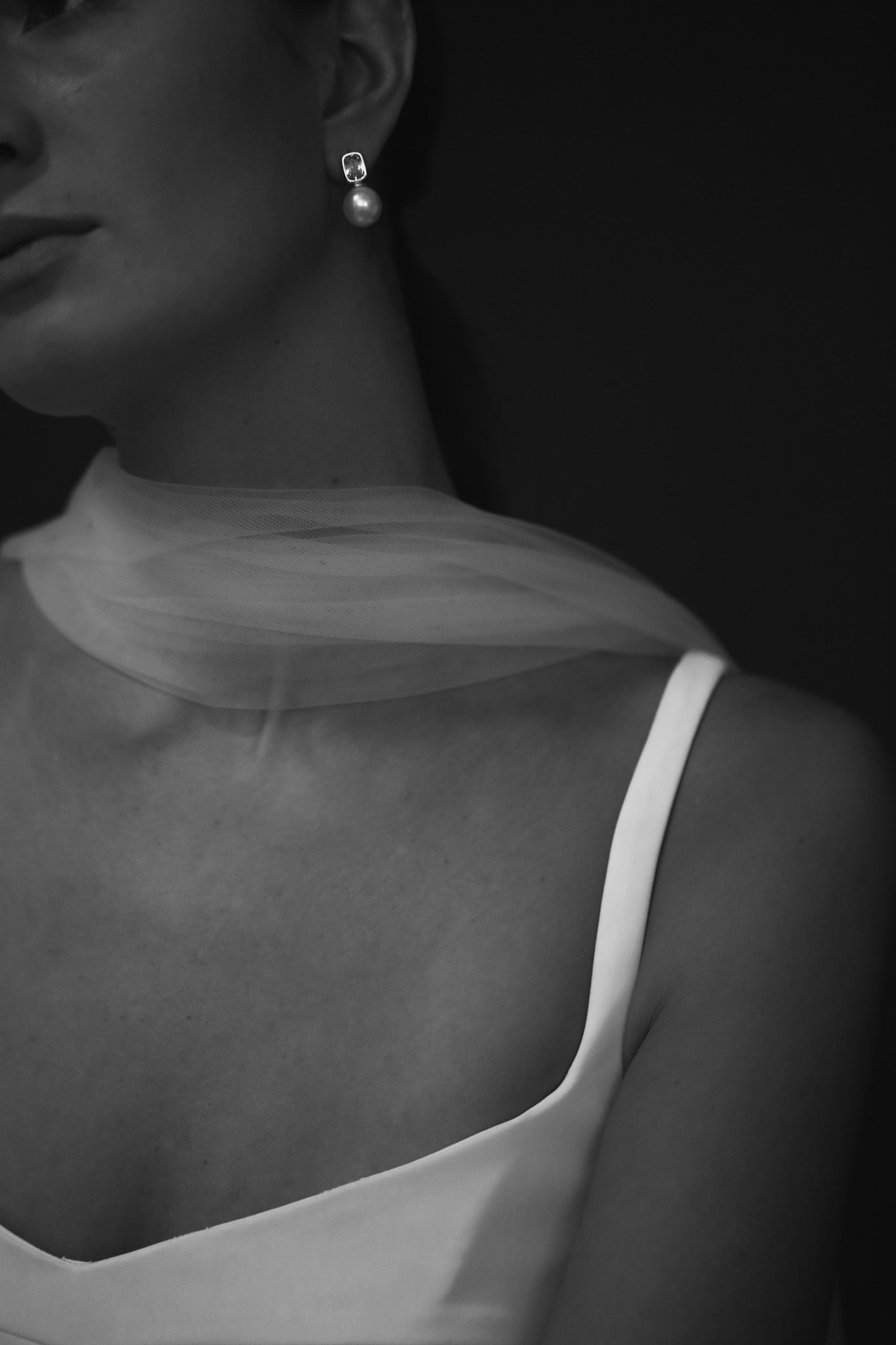 Bezel Pearl Stud Drop Earring