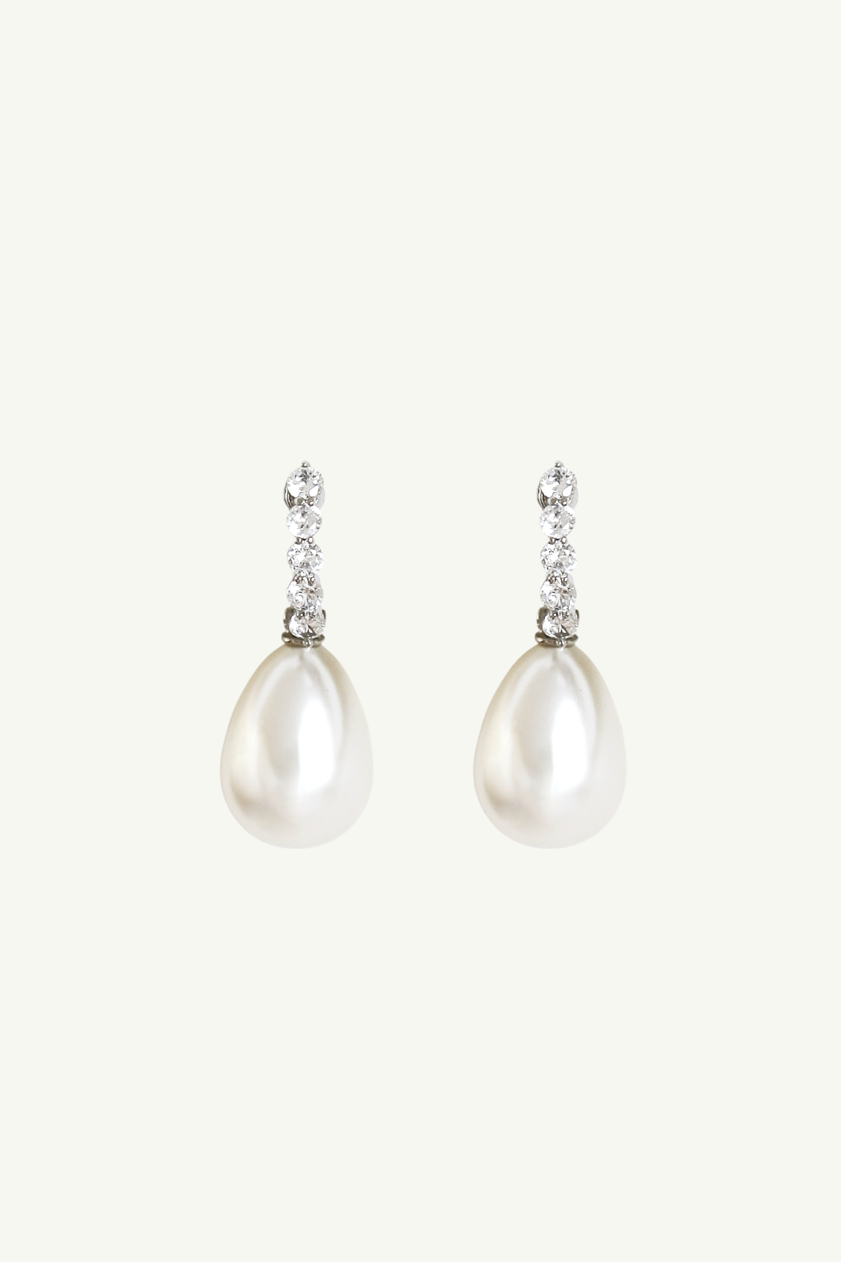 Clip On Pave Pearl Drop Earrings