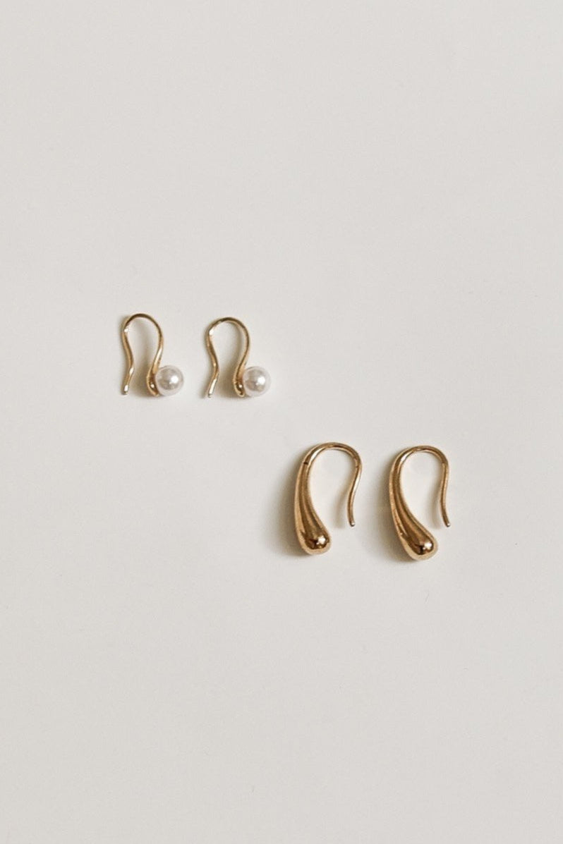 Freshwater Pearl Drop & Gold Hoop Earring Set