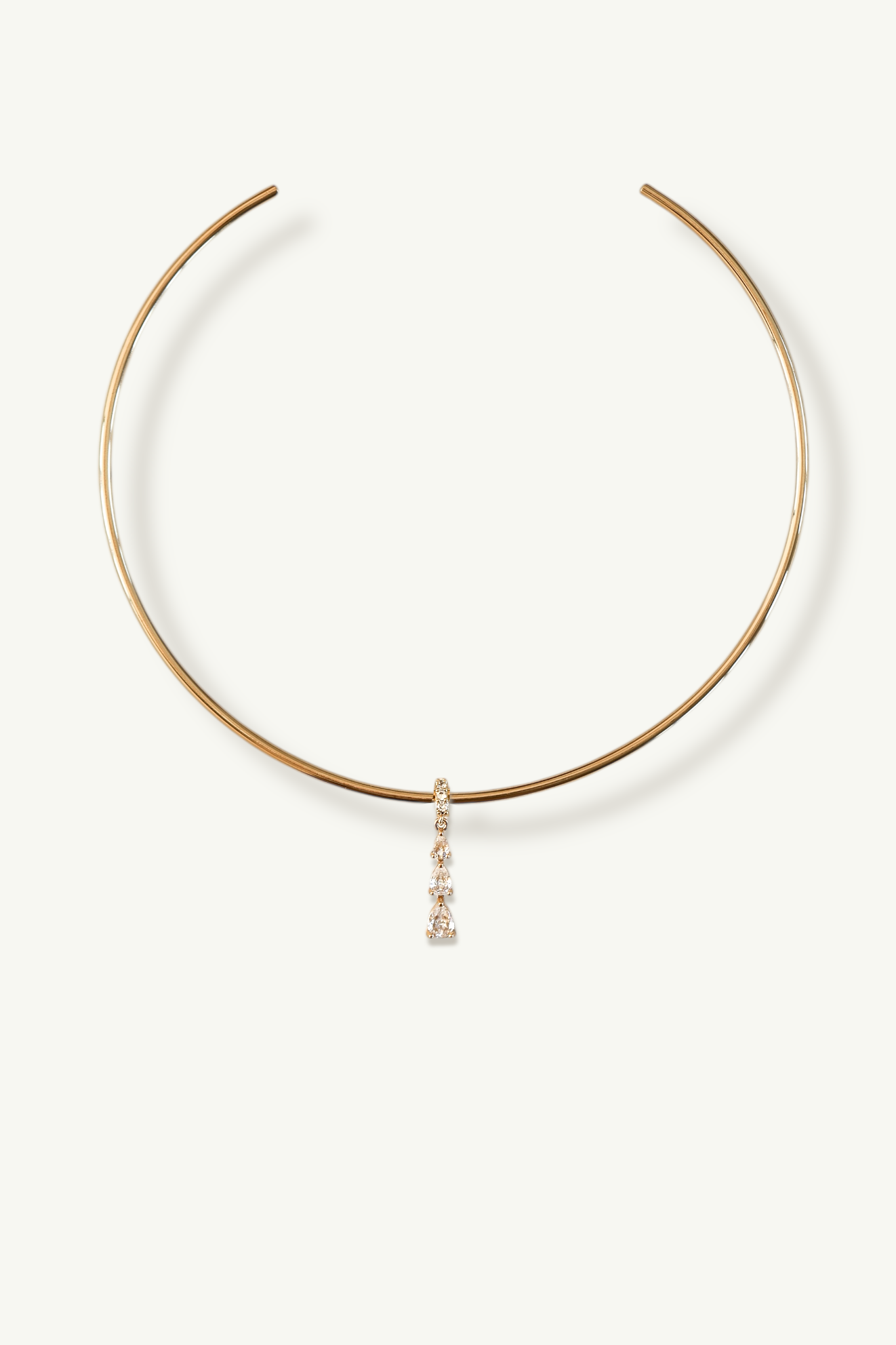 Crystal Pendant Gold Choker Necklace