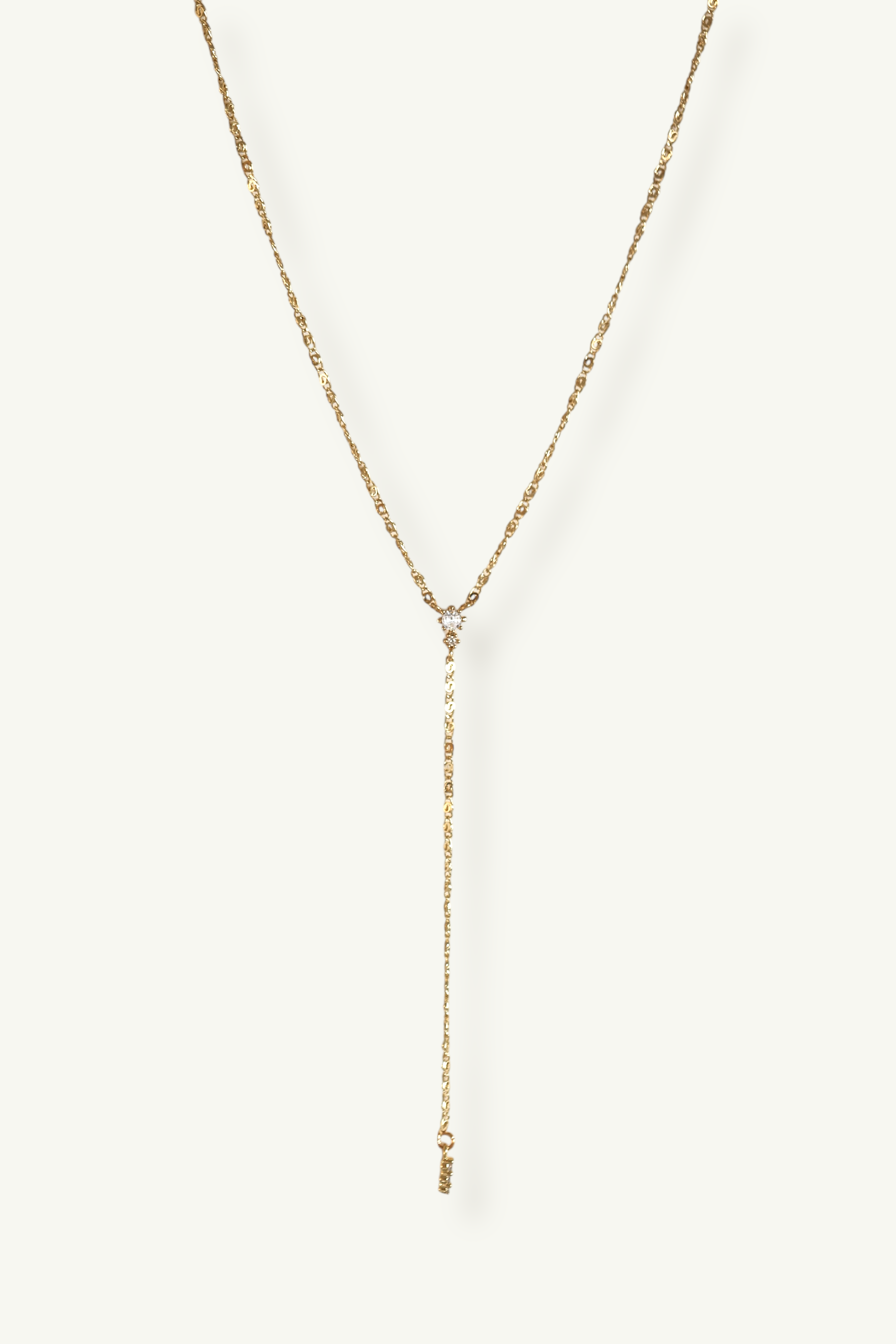 Dainty Gold Crystal Y Necklace