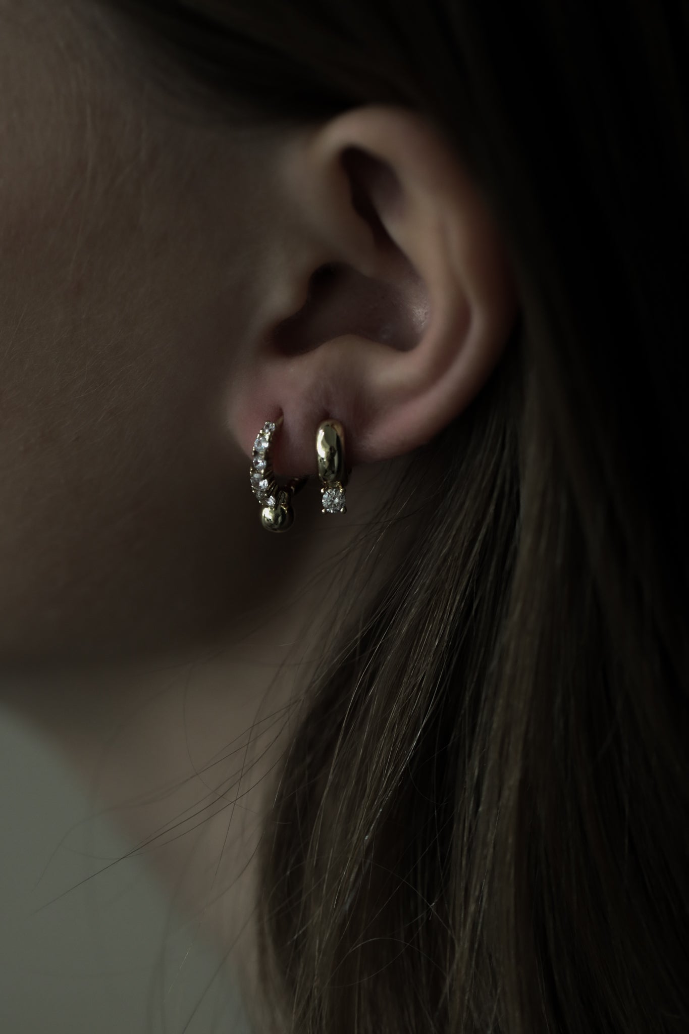 Micro Pave Gold Hoop Set