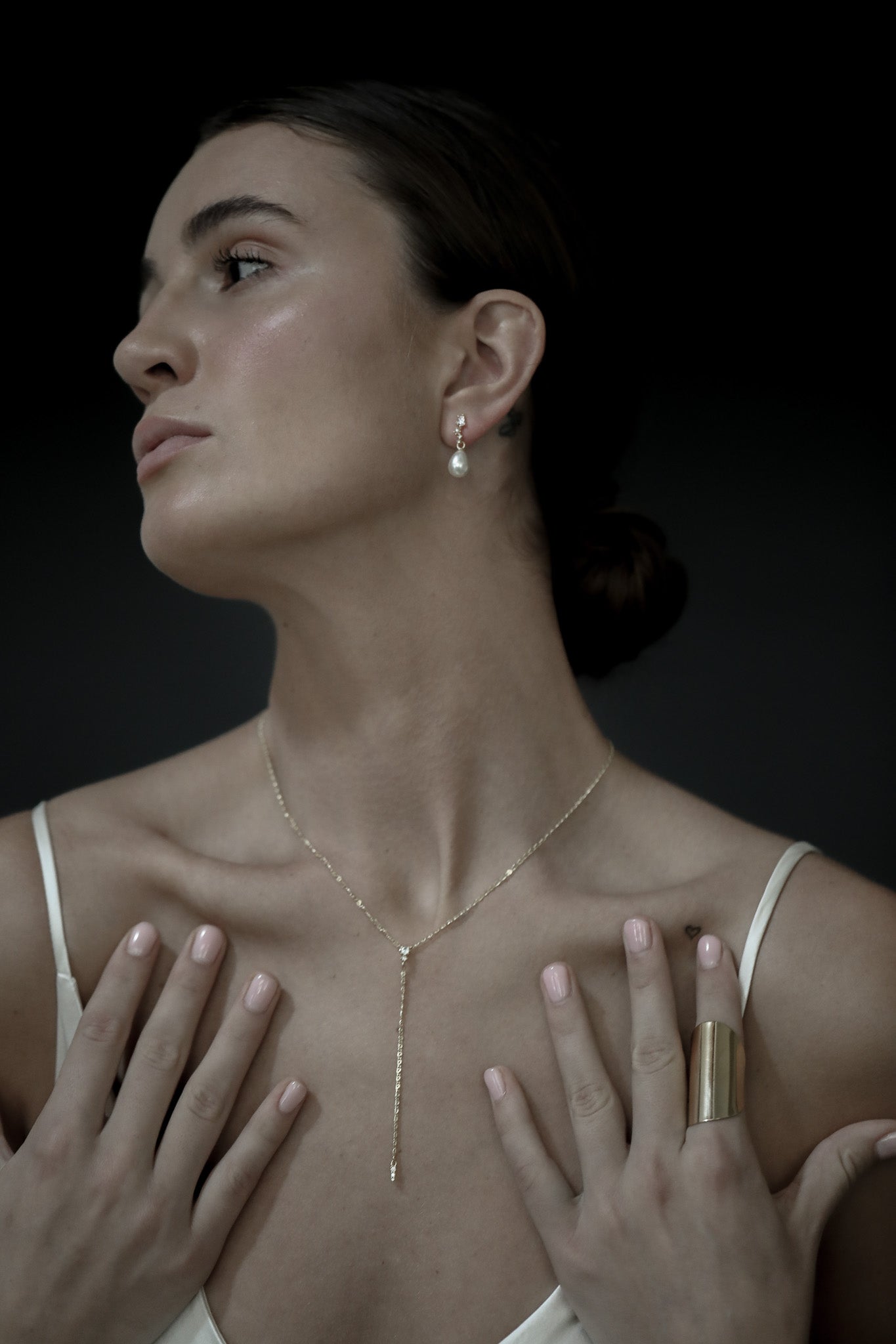 Micro Stacked Crystal Pearl Drop Earrings