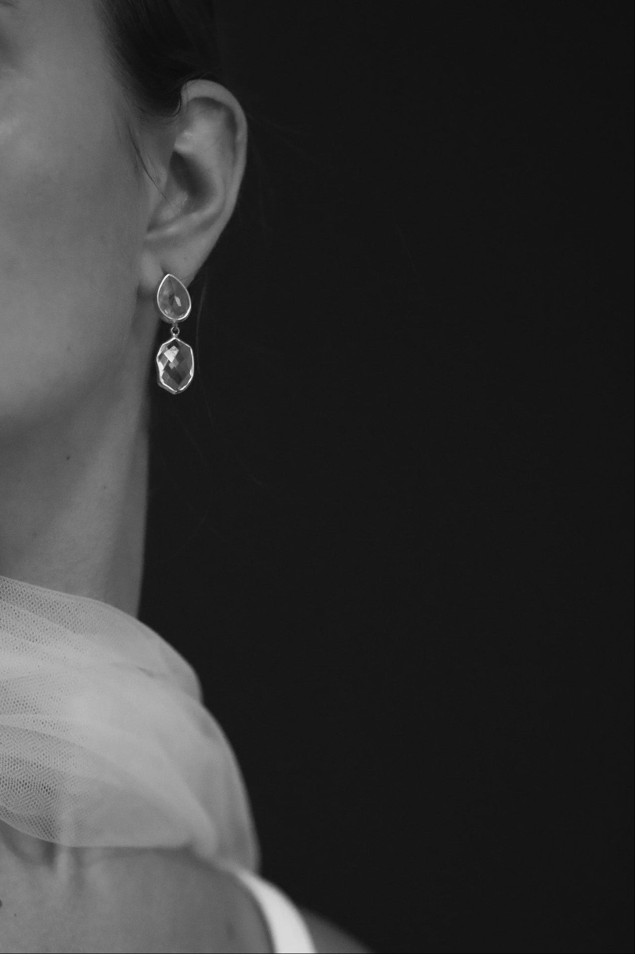 Irregular Double Crystal Drop Earrings