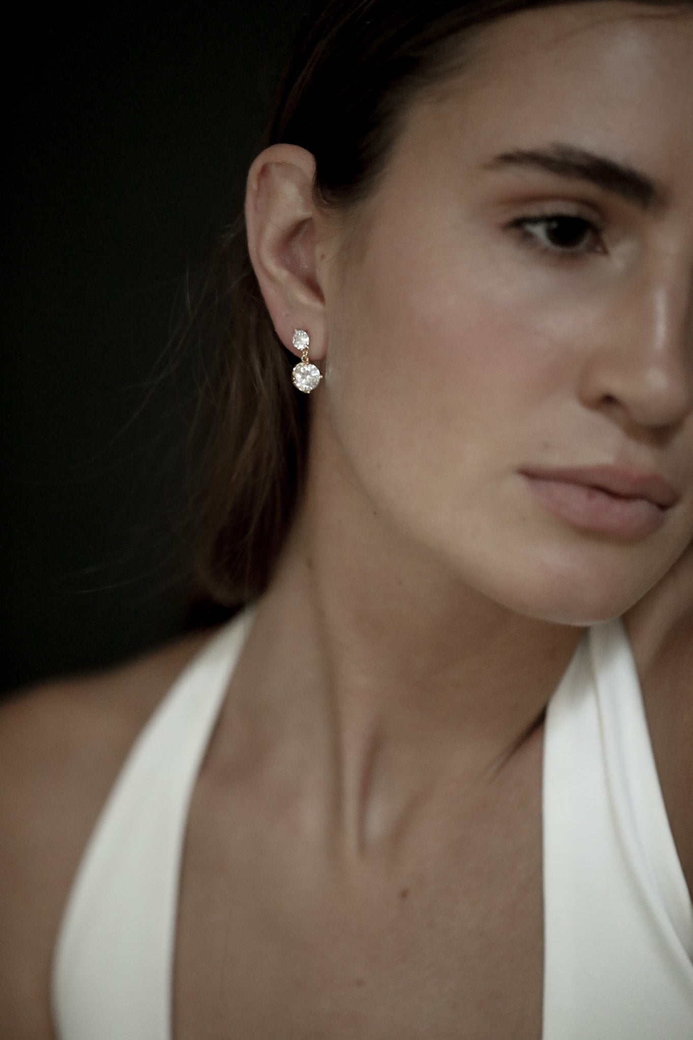 Micro Crystal Double Drop Earrings