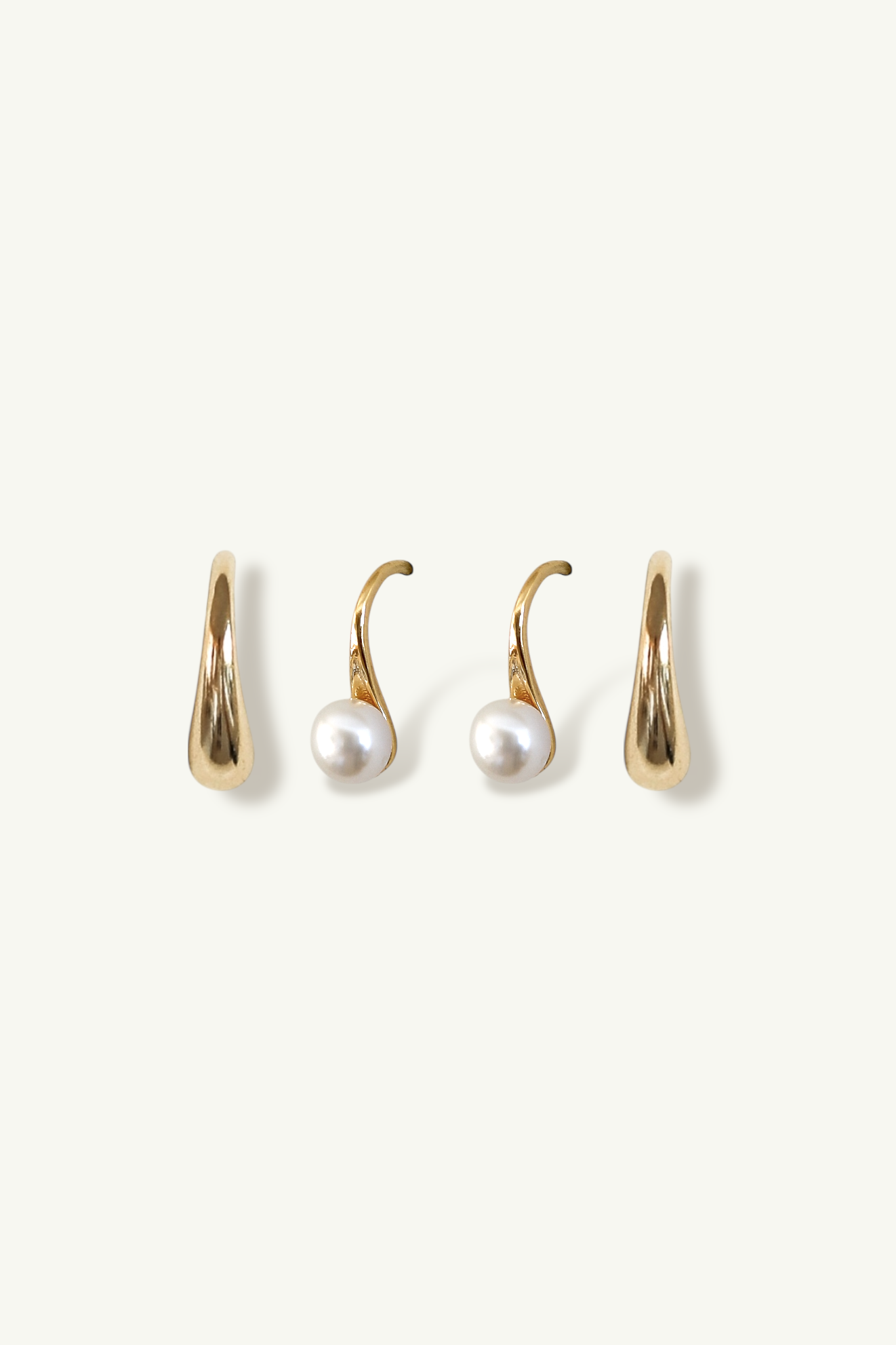 Freshwater Pearl Drop & Gold Hoop Earring Set