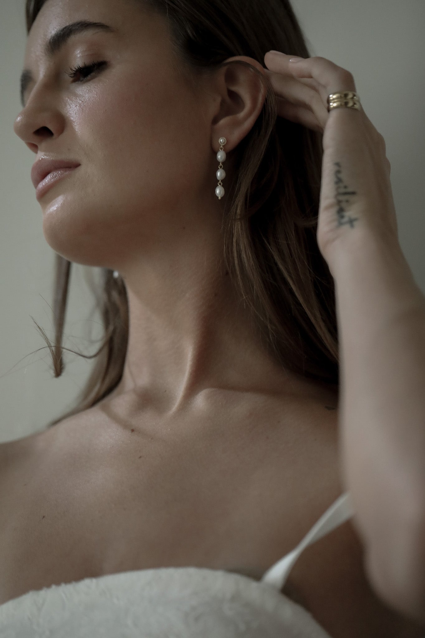 Stacked Pearl Tier Drop Earrings