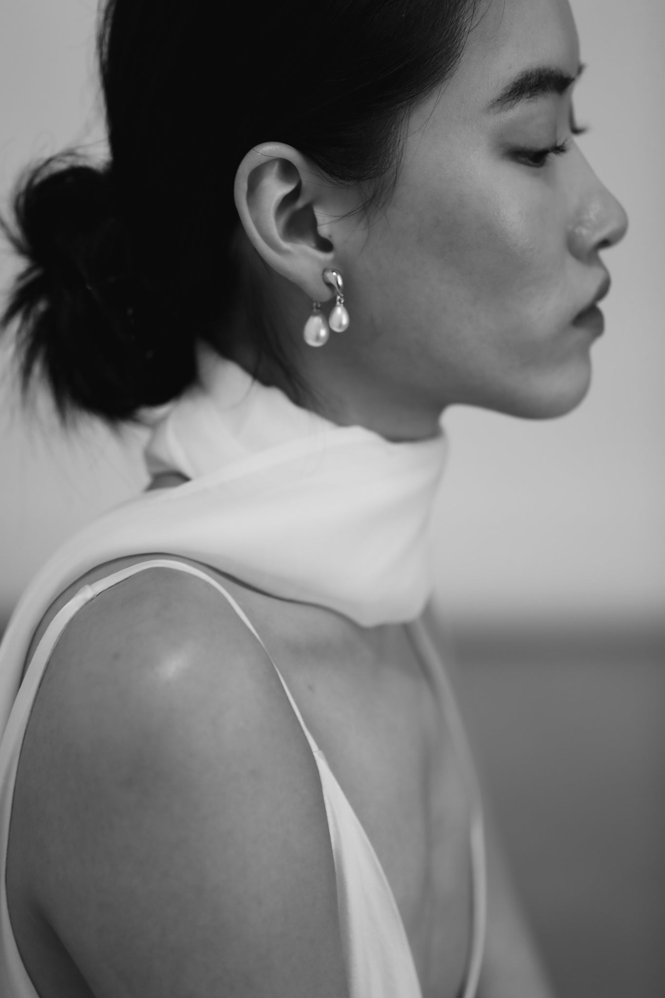 Gilded Asymmetric Pearl Drop Earrings