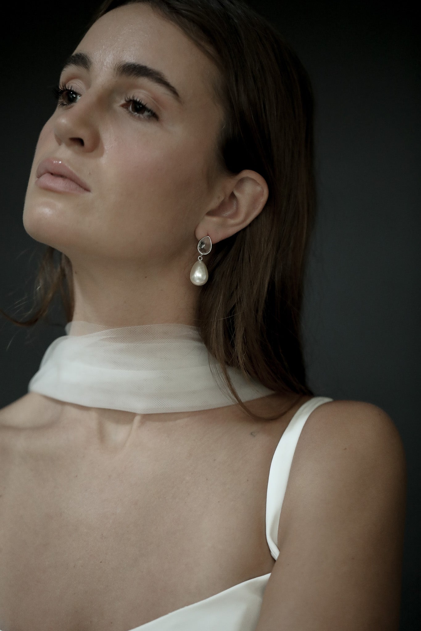 Teardrop Crystal Pearl Drop Earrings