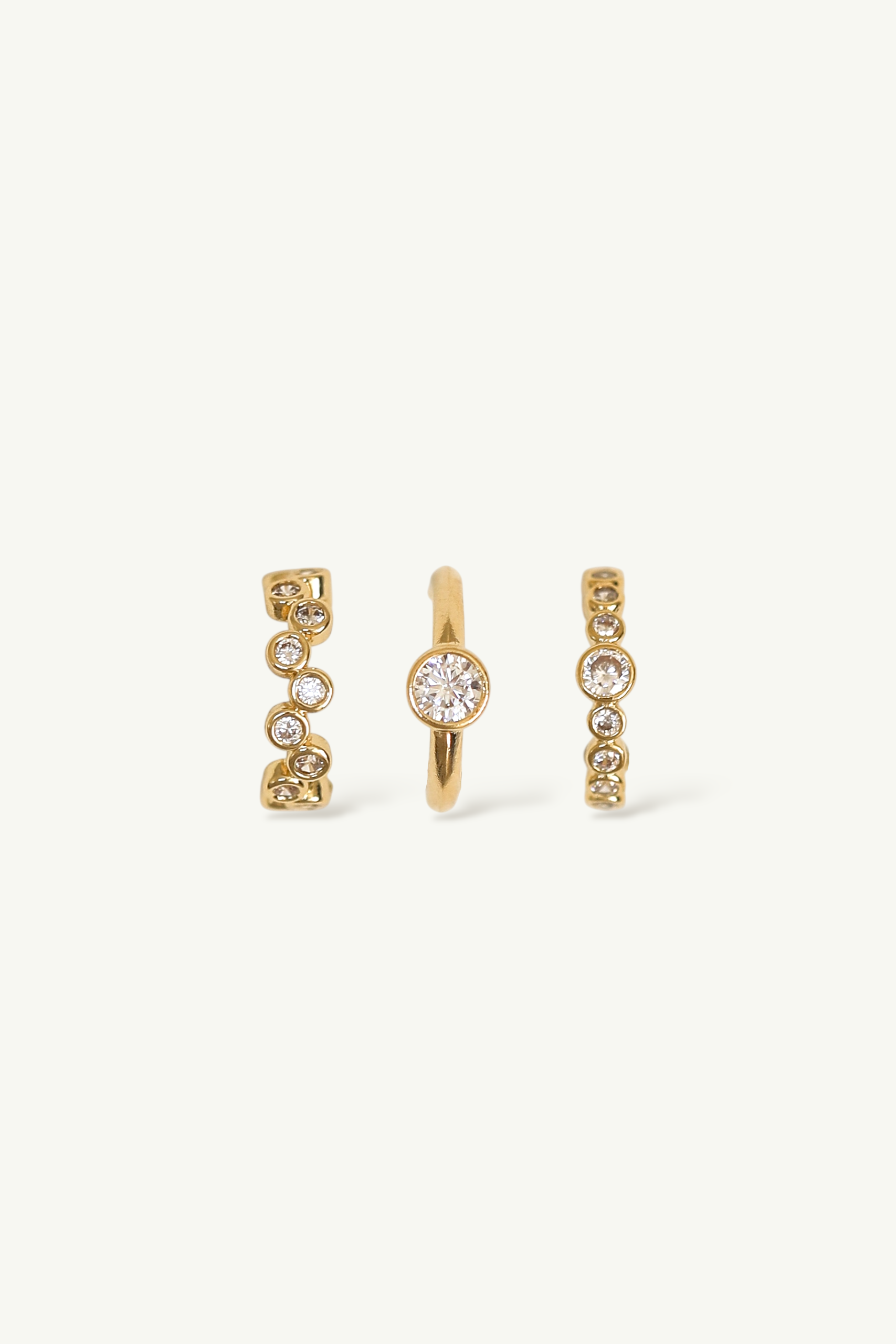 Bezel Gold Ear Cuff Trio Set