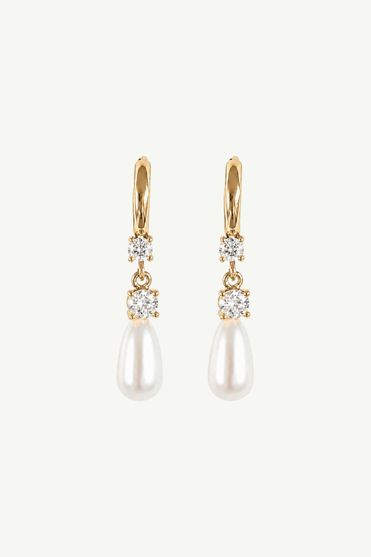 Gold Hoop Crystal Pearl Drop Earrings