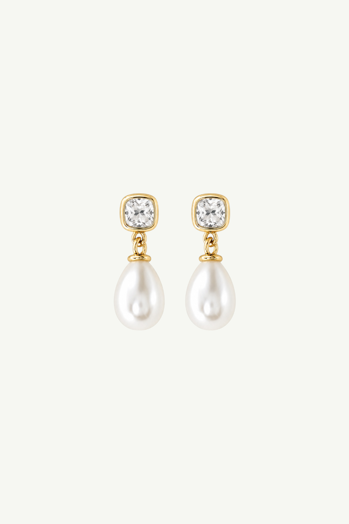 Micro Bezel Pearl Drop Earrings