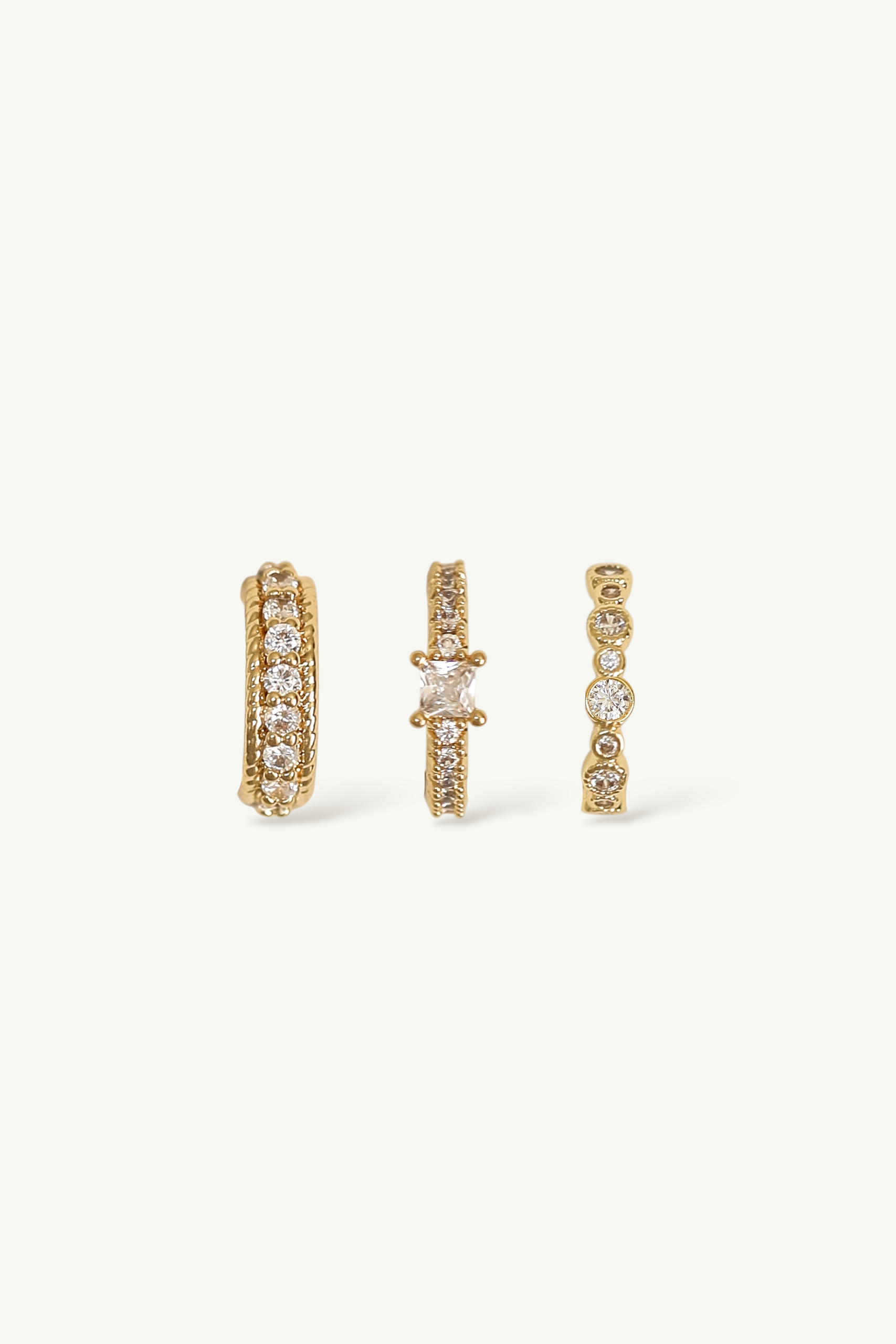 Pave Crystal Ear Cuff Trio Set