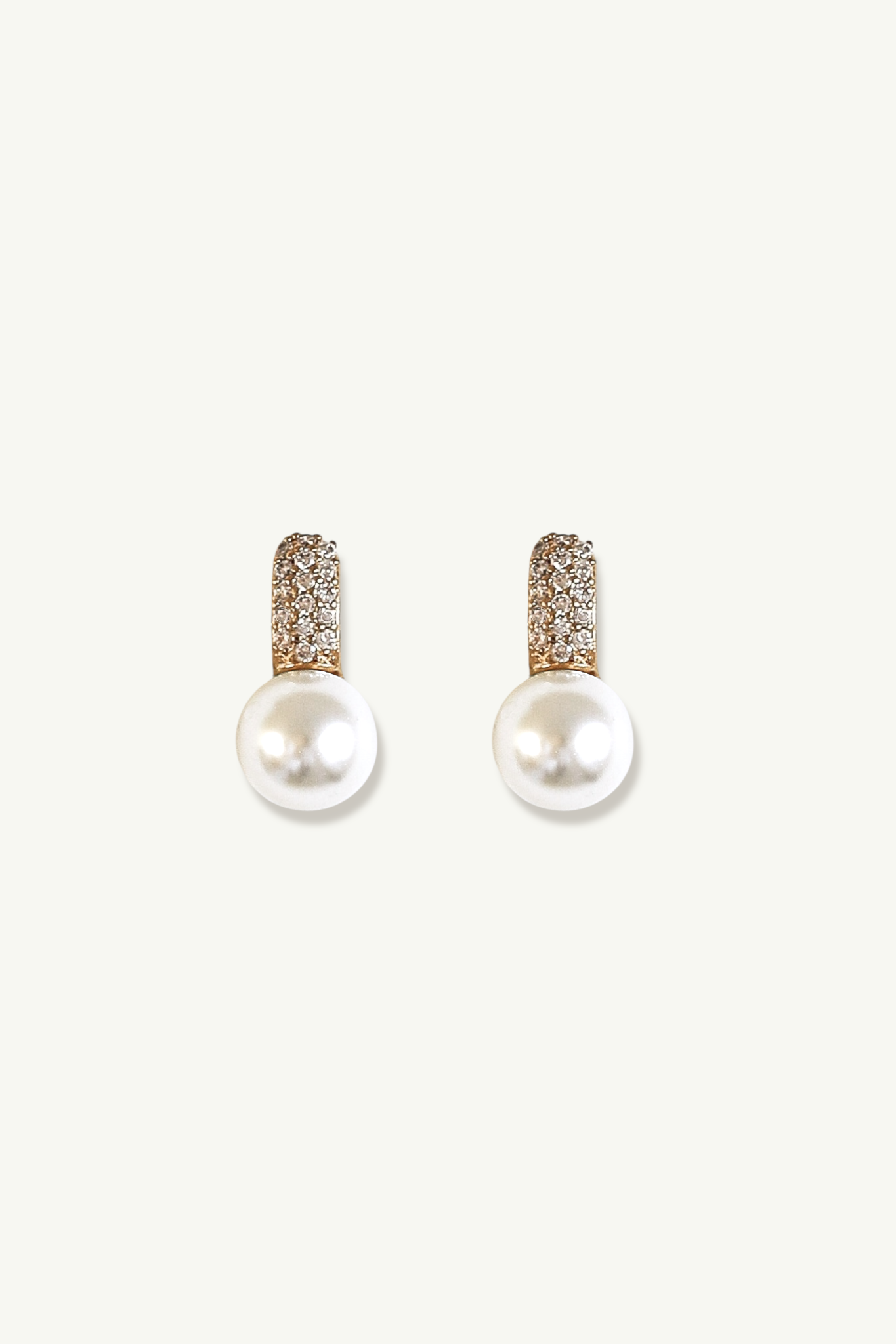 Pave Pearl Stud Drop Earrings
