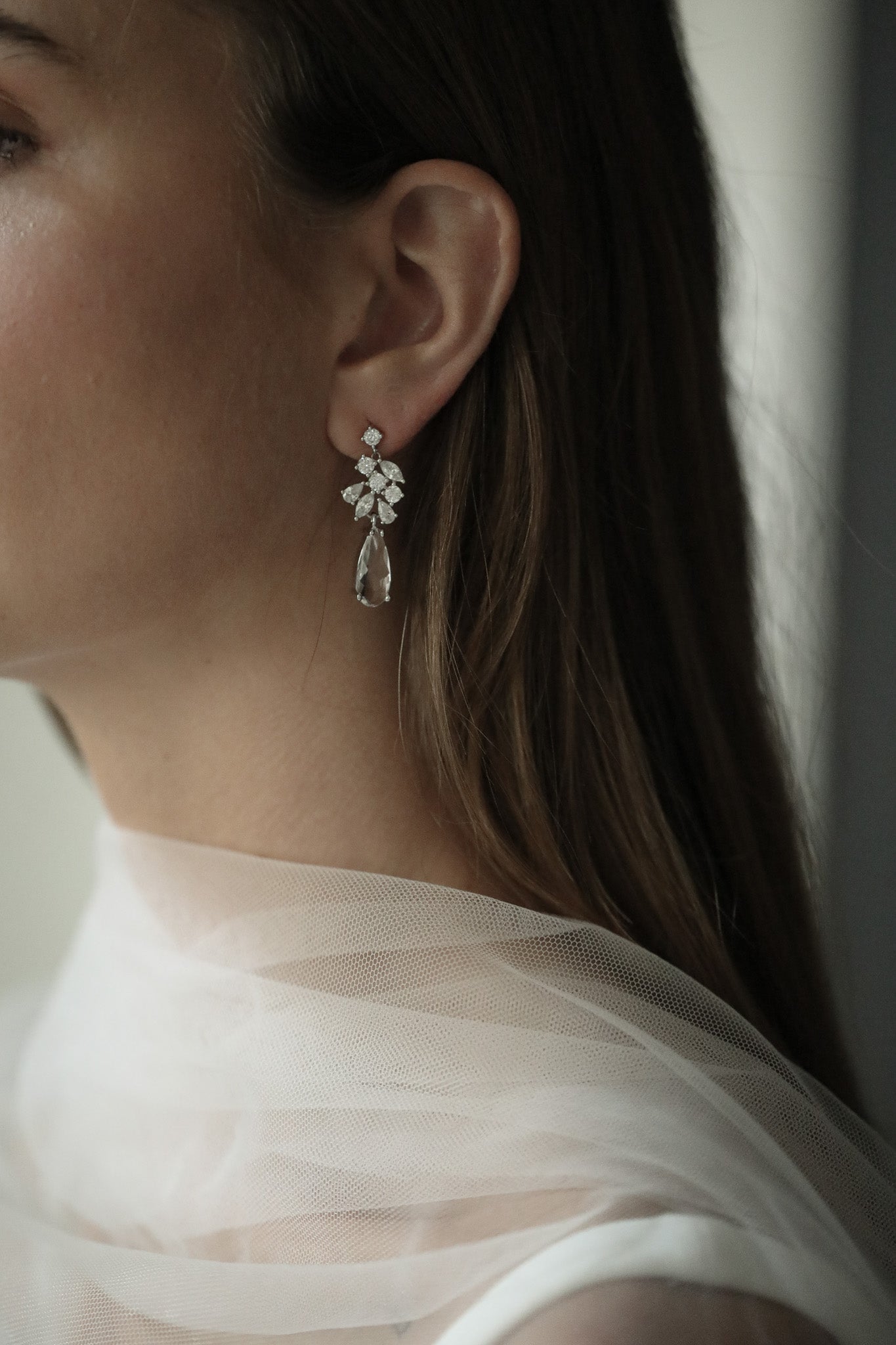 Crystal Cluster Dewdrop Earrings