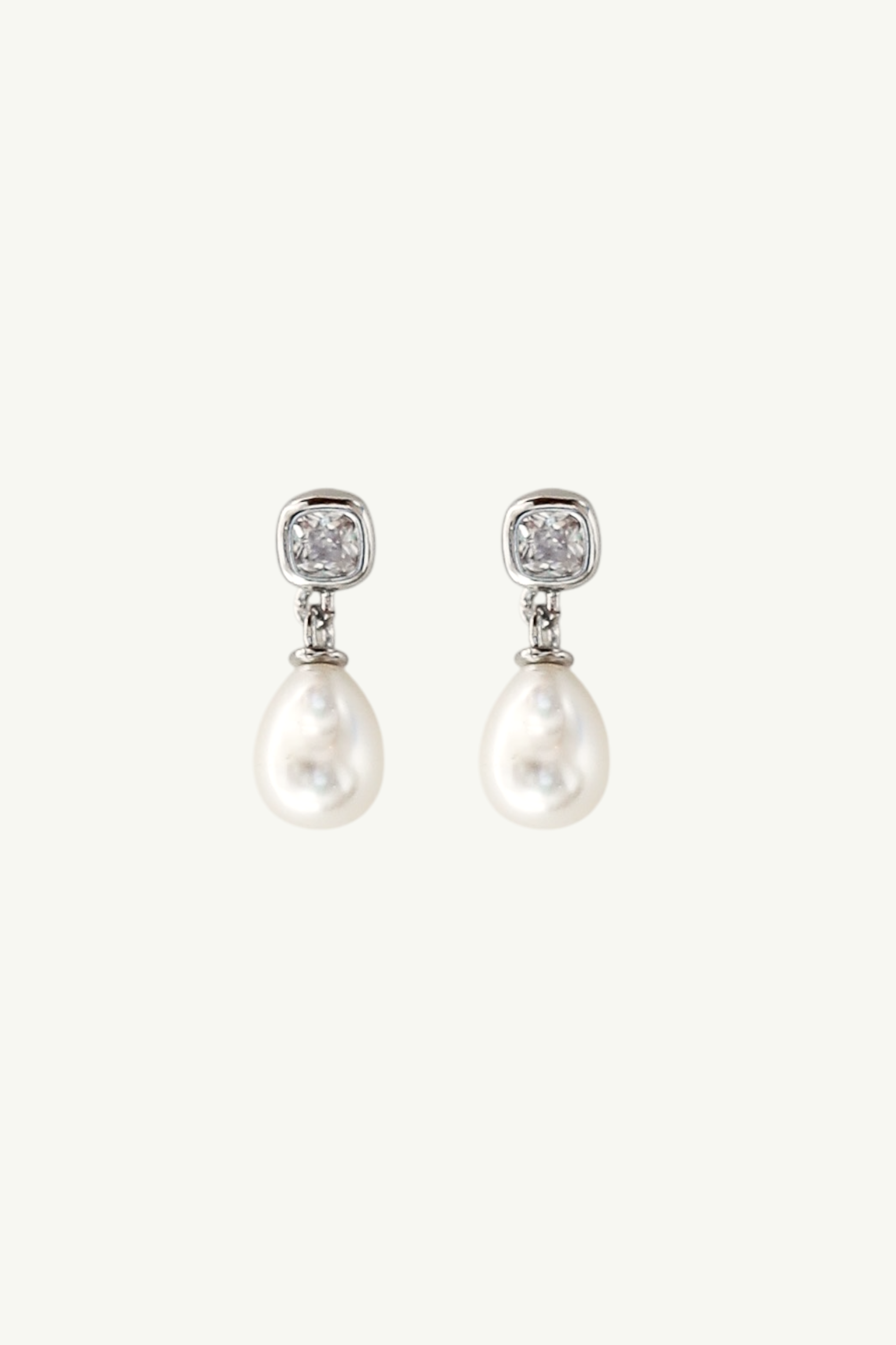 Micro Bezel Pearl Drop Earrings