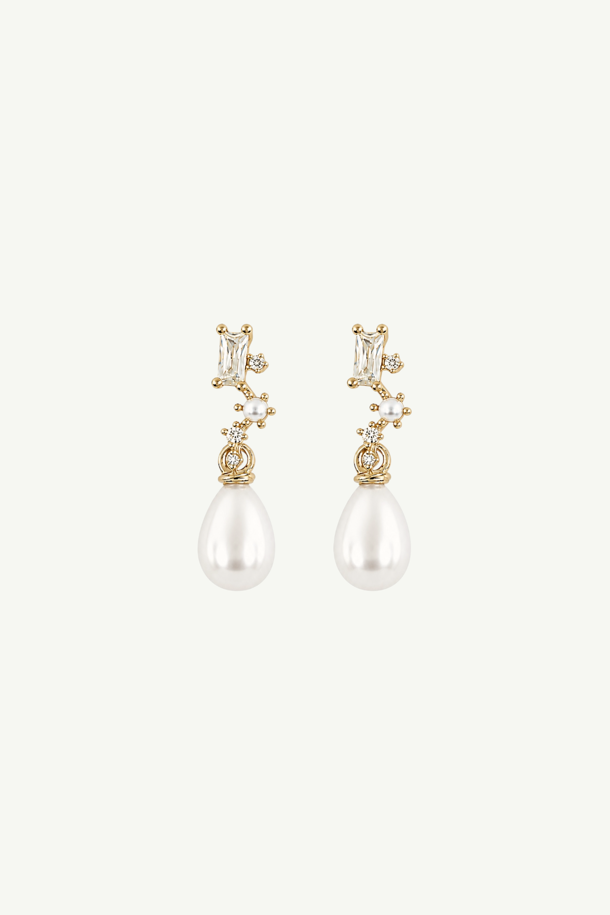 Micro Stacked Crystal Pearl Drop Earrings