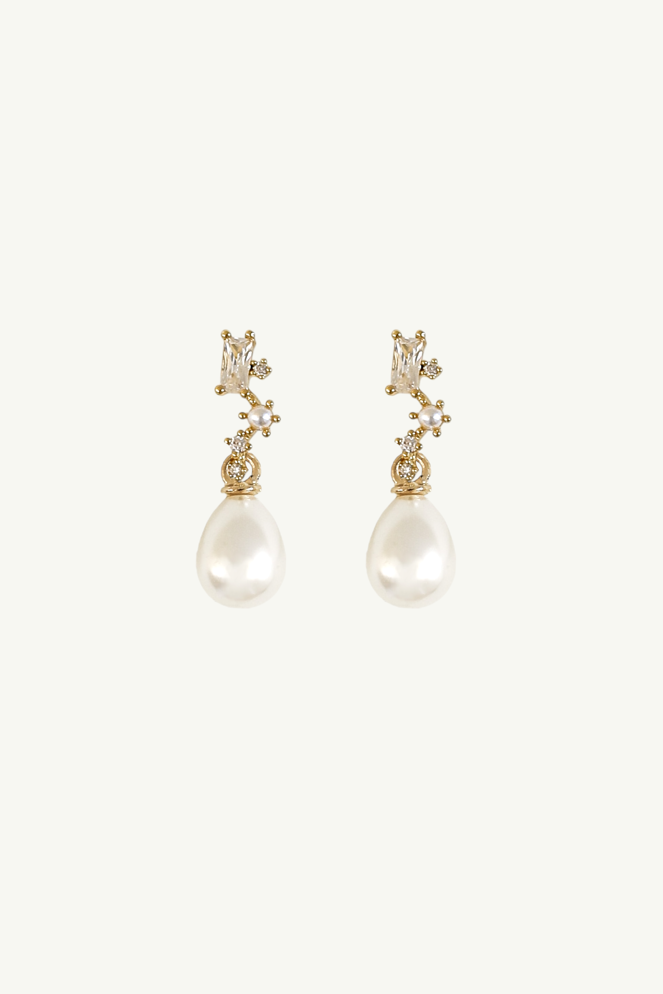 Micro Stacked Crystal Pearl Drop Earrings