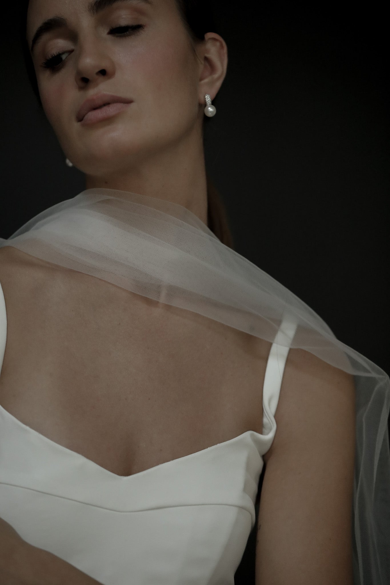 Pave Pearl Stud Drop Earrings