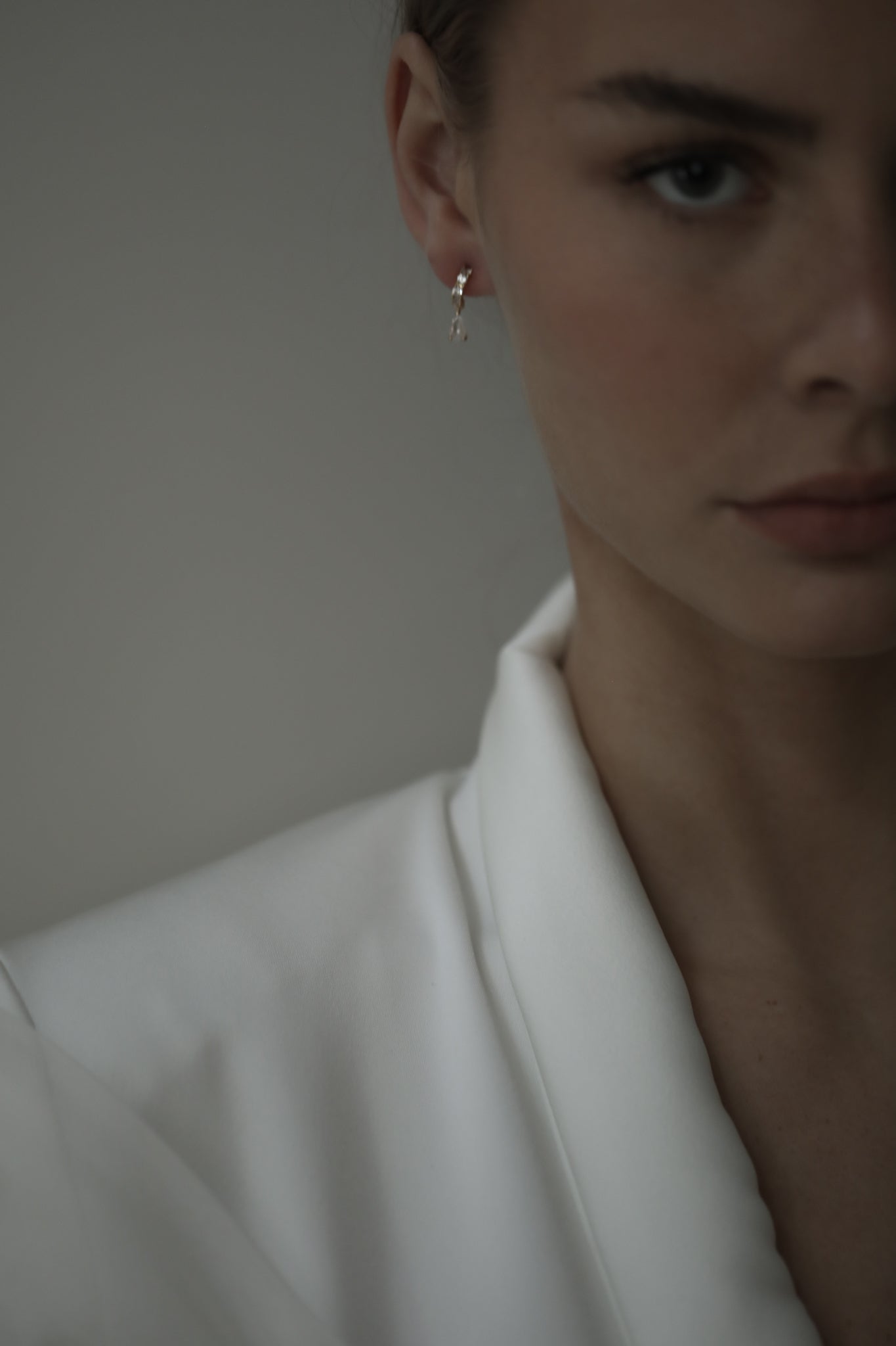 Rhinestone Pave Huggie Drop Earrings