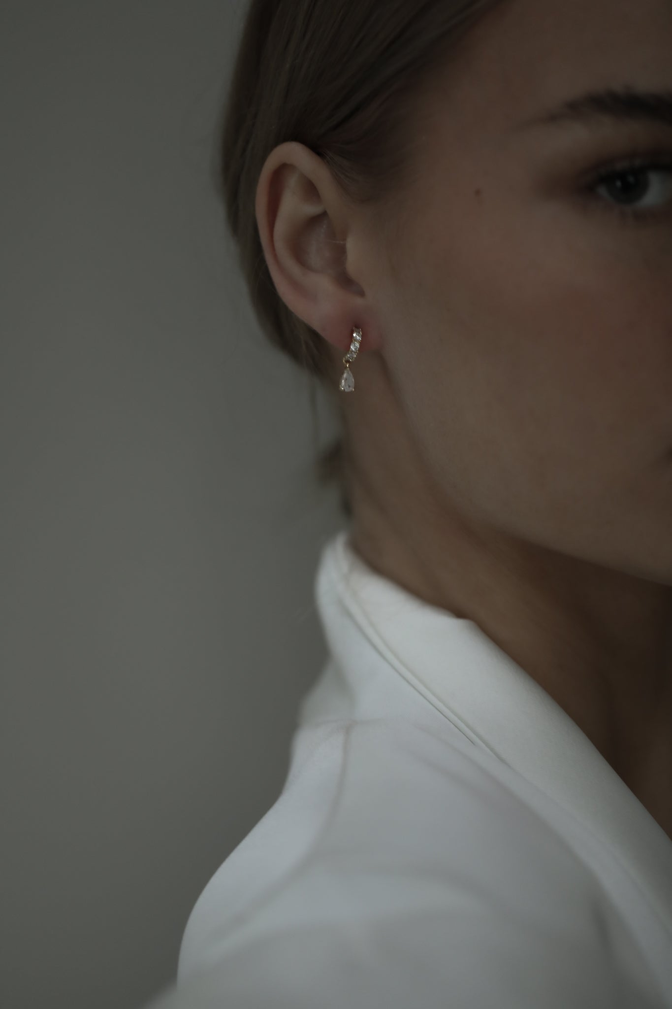 Rhinestone Pave Huggie Drop Earrings