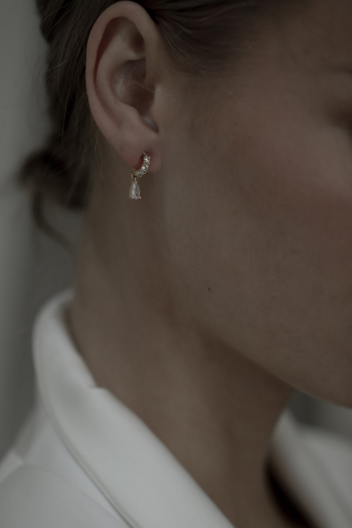 Rhinestone Pave Huggie Drop Earrings