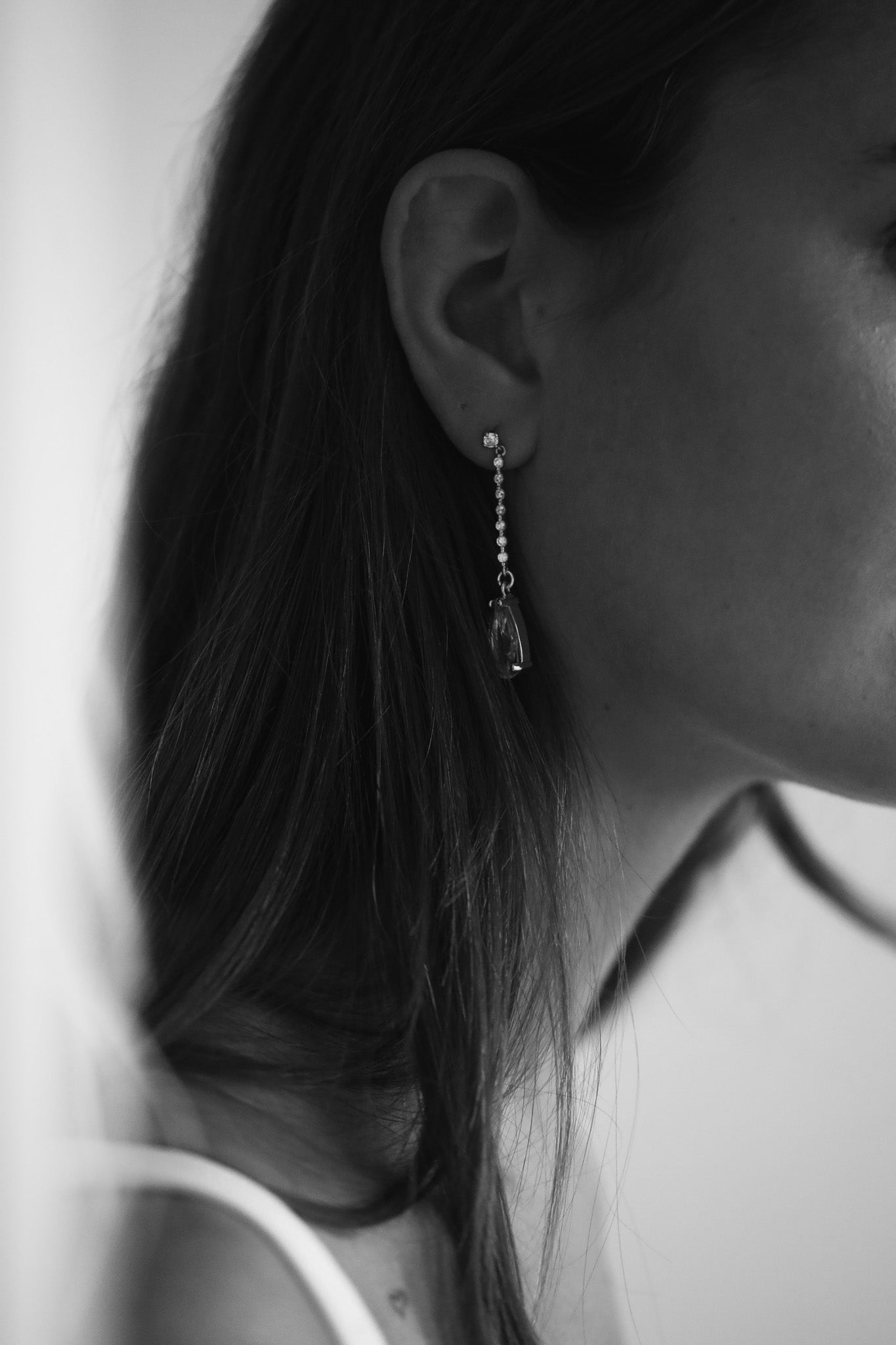 Pave Stem Crystal Drop Earrings