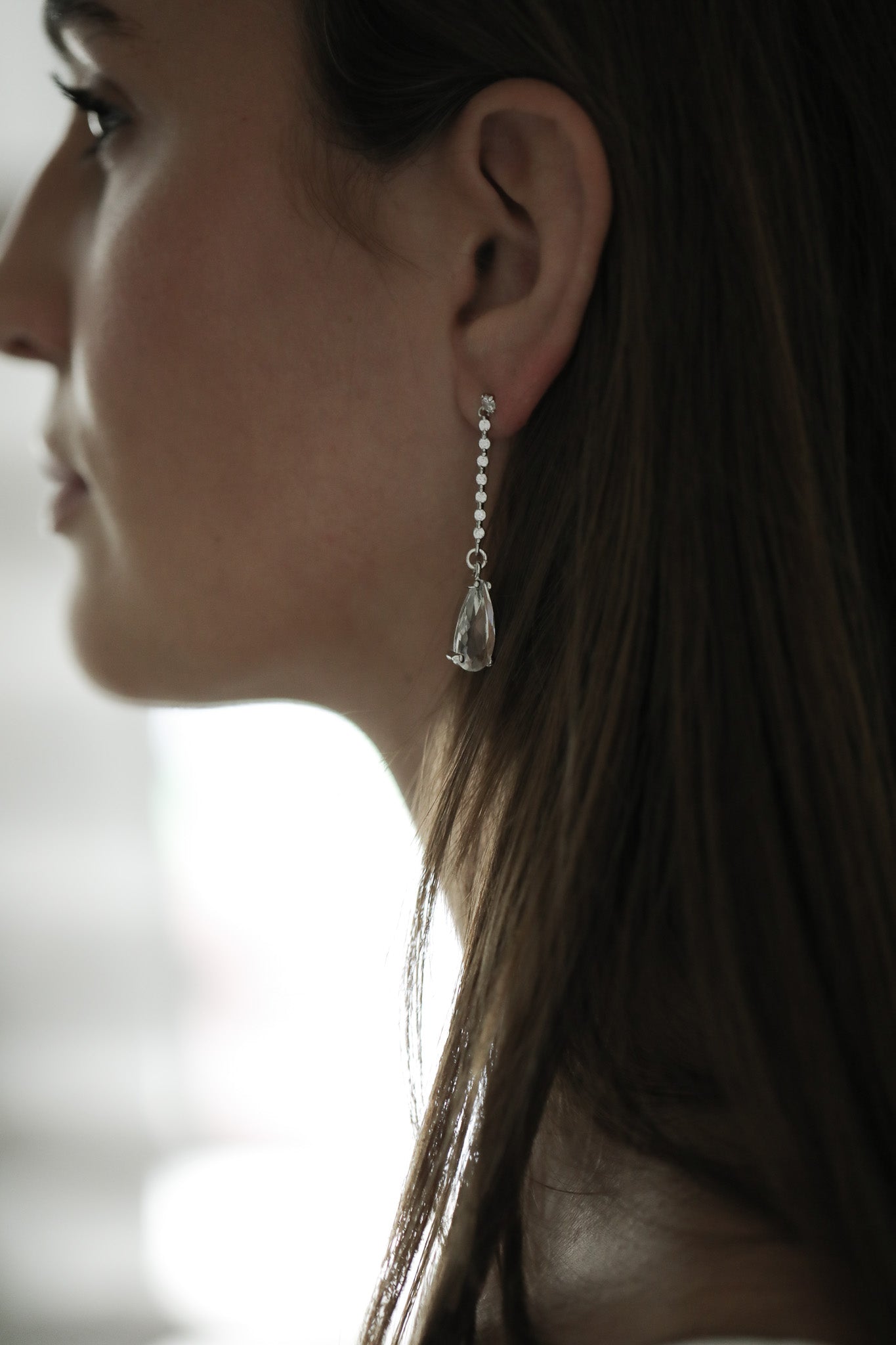 Pave Stem Crystal Drop Earrings