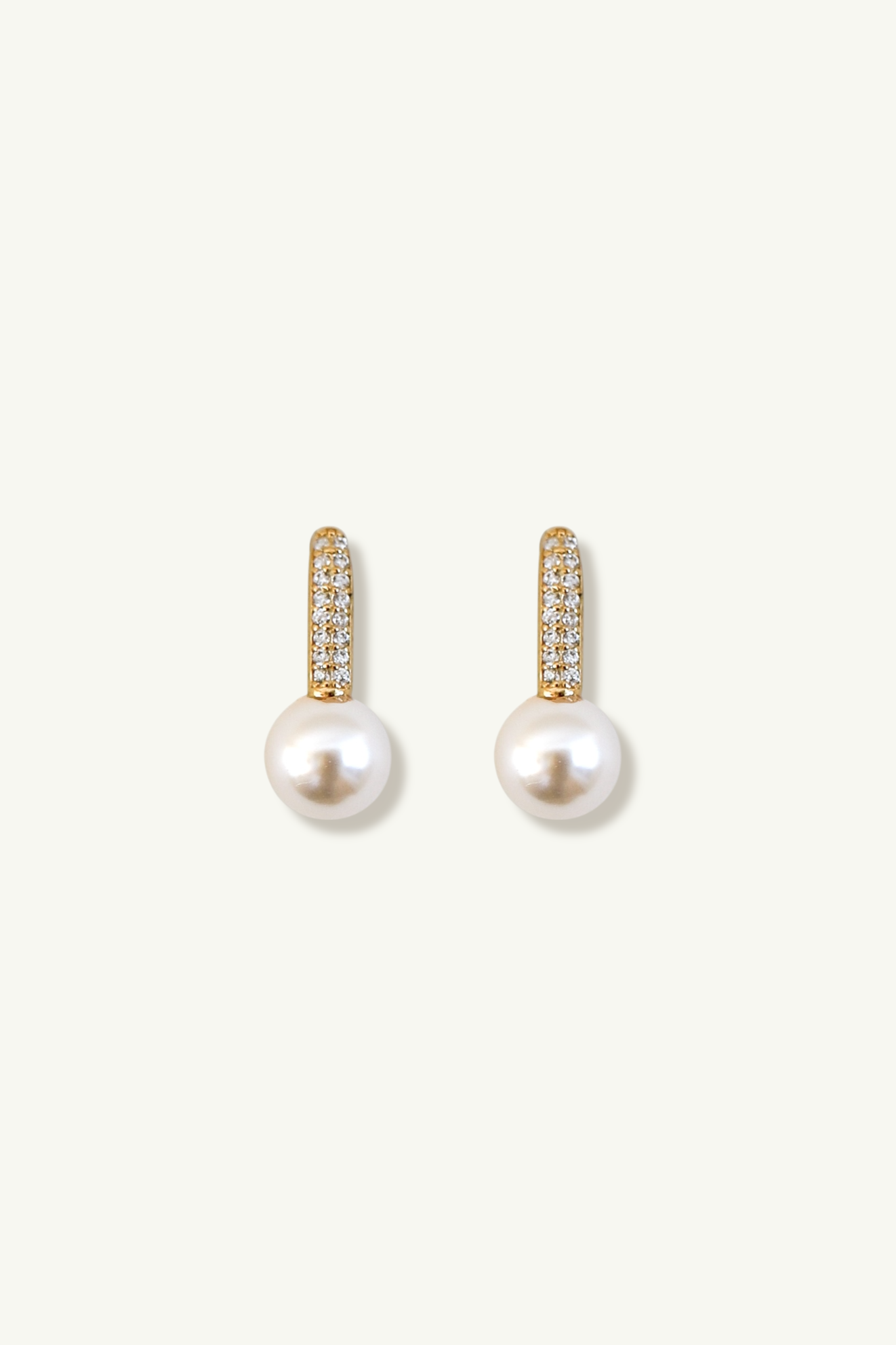 Pave Line Pearl Drop Earrings