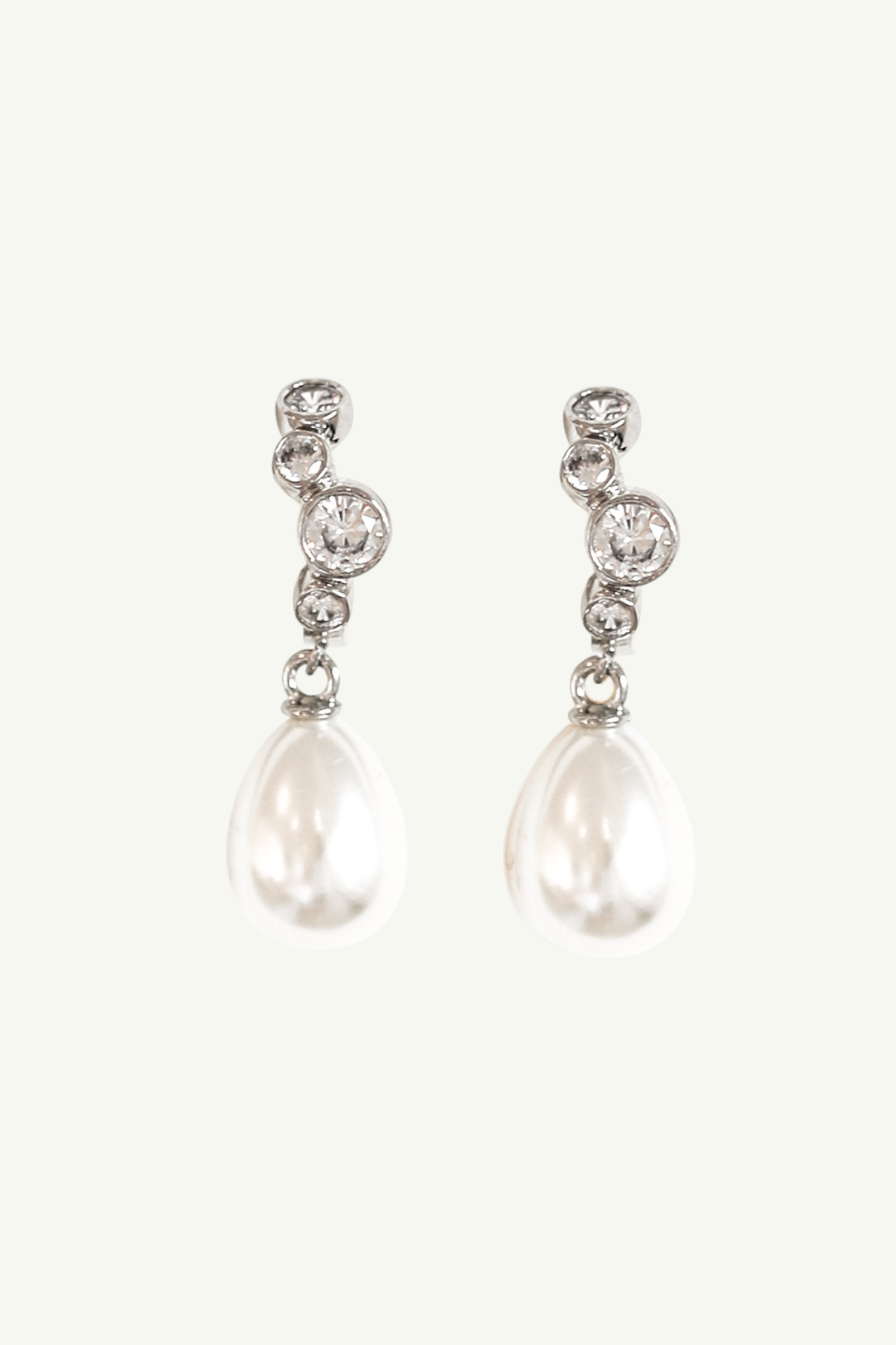 Stacked Bezel Pearl Hoop Drop Earrings