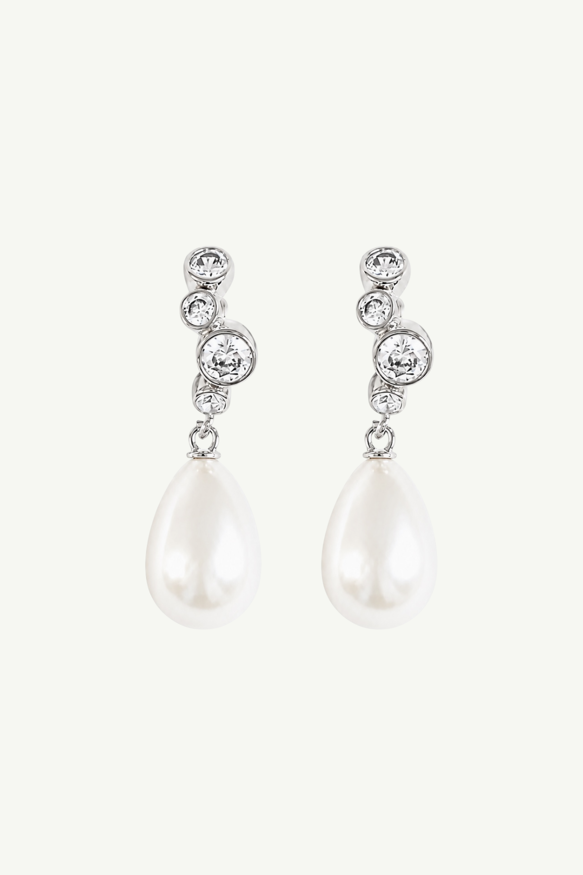 Stacked Bezel Pearl Hoop Drop Earrings