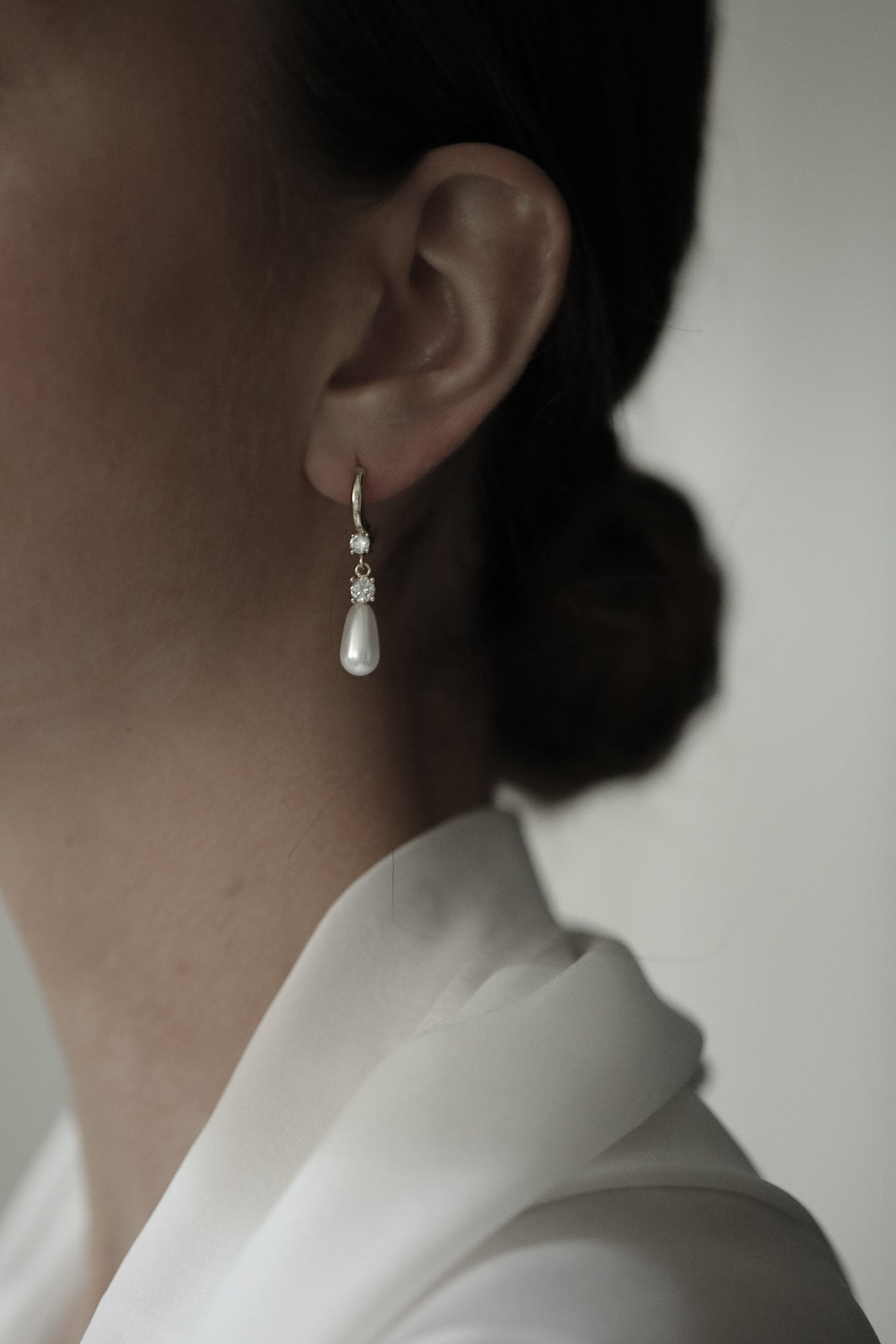 Gold Hoop Crystal Pearl Drop Earrings