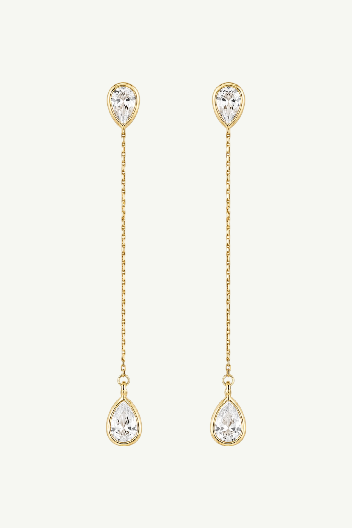 Bezel 2:1 Teardrop Strand Earrings