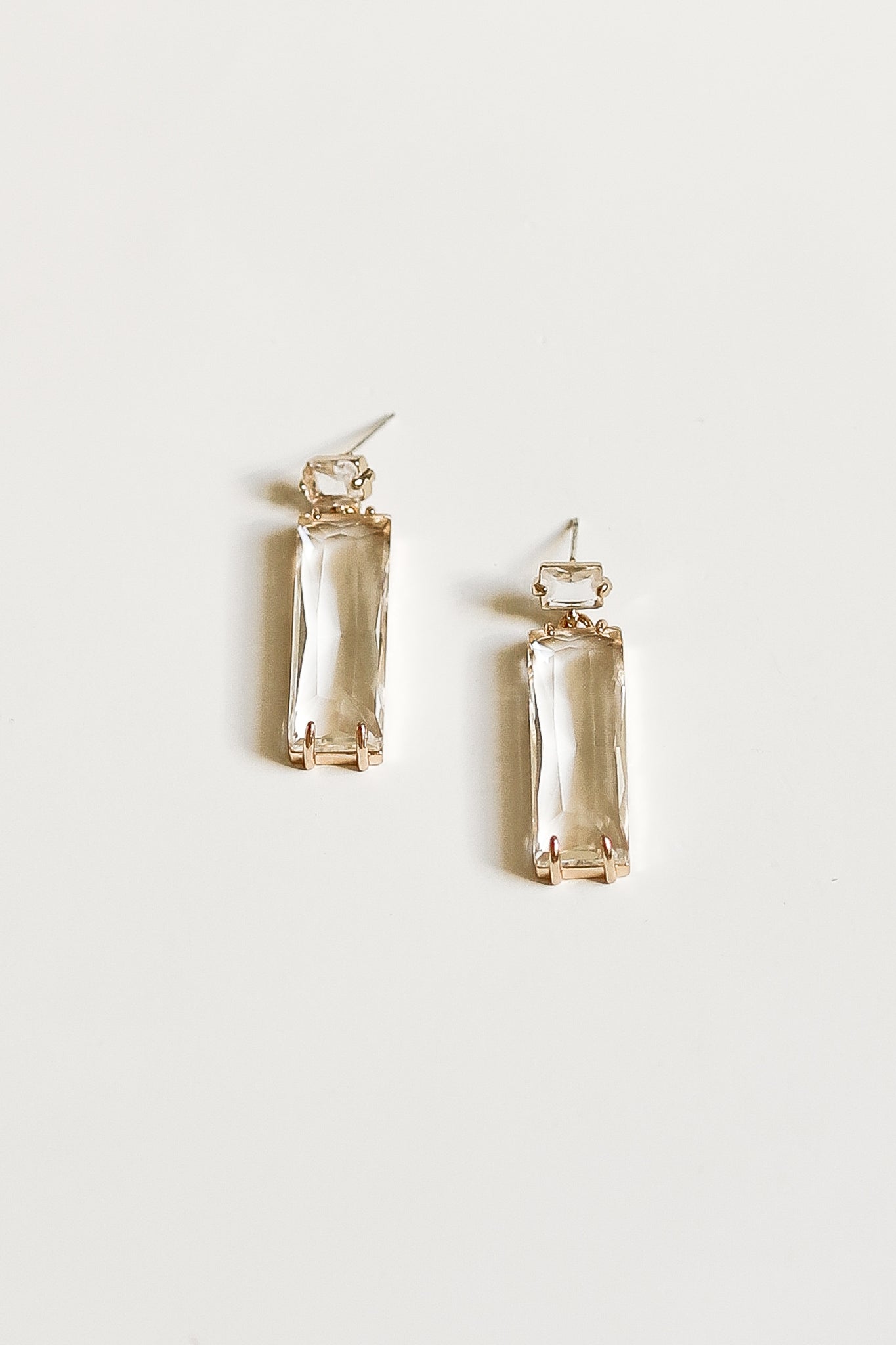 Baguette Glass Drop Earrings