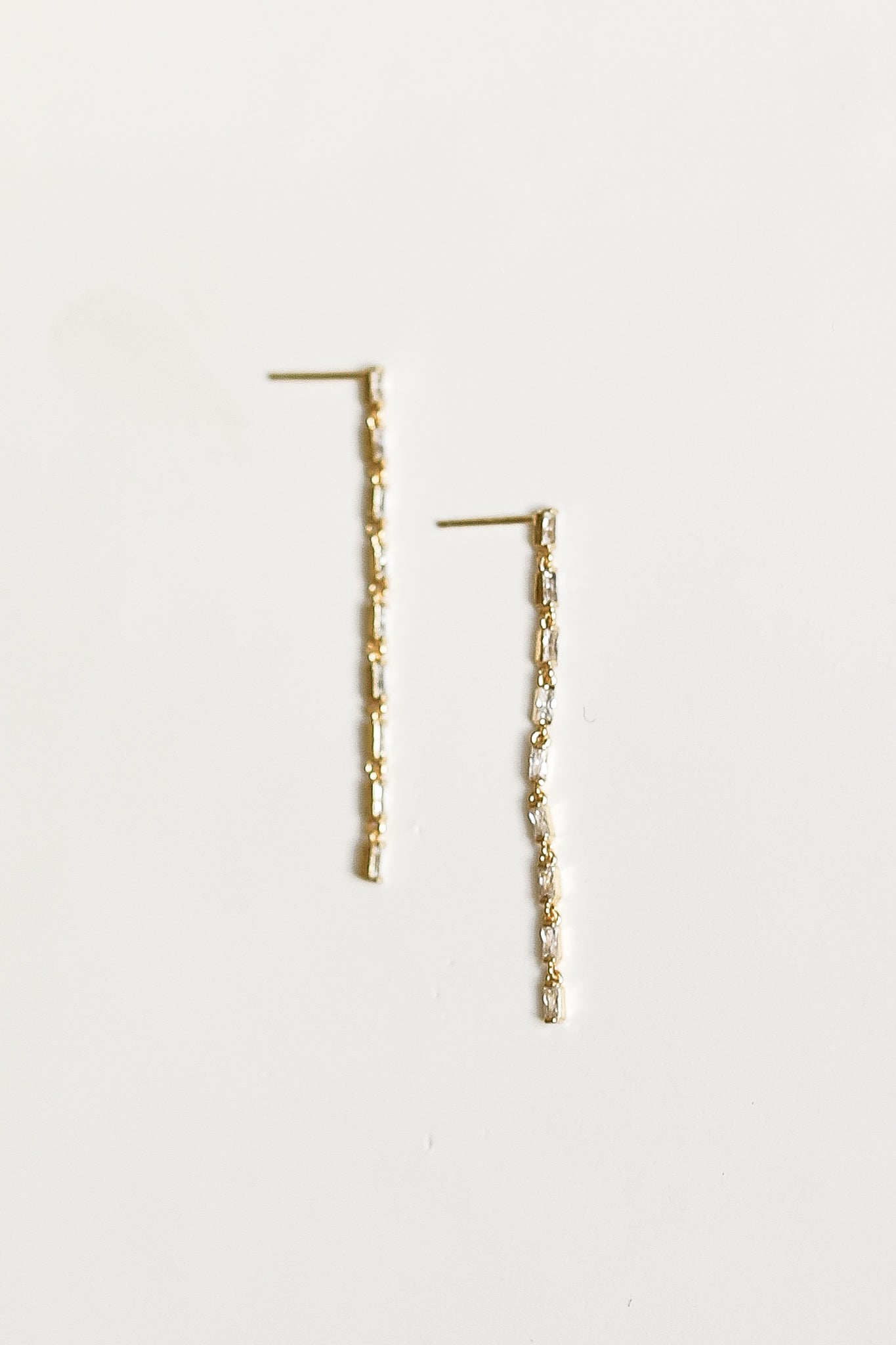 Baguette Line Drop Earrings