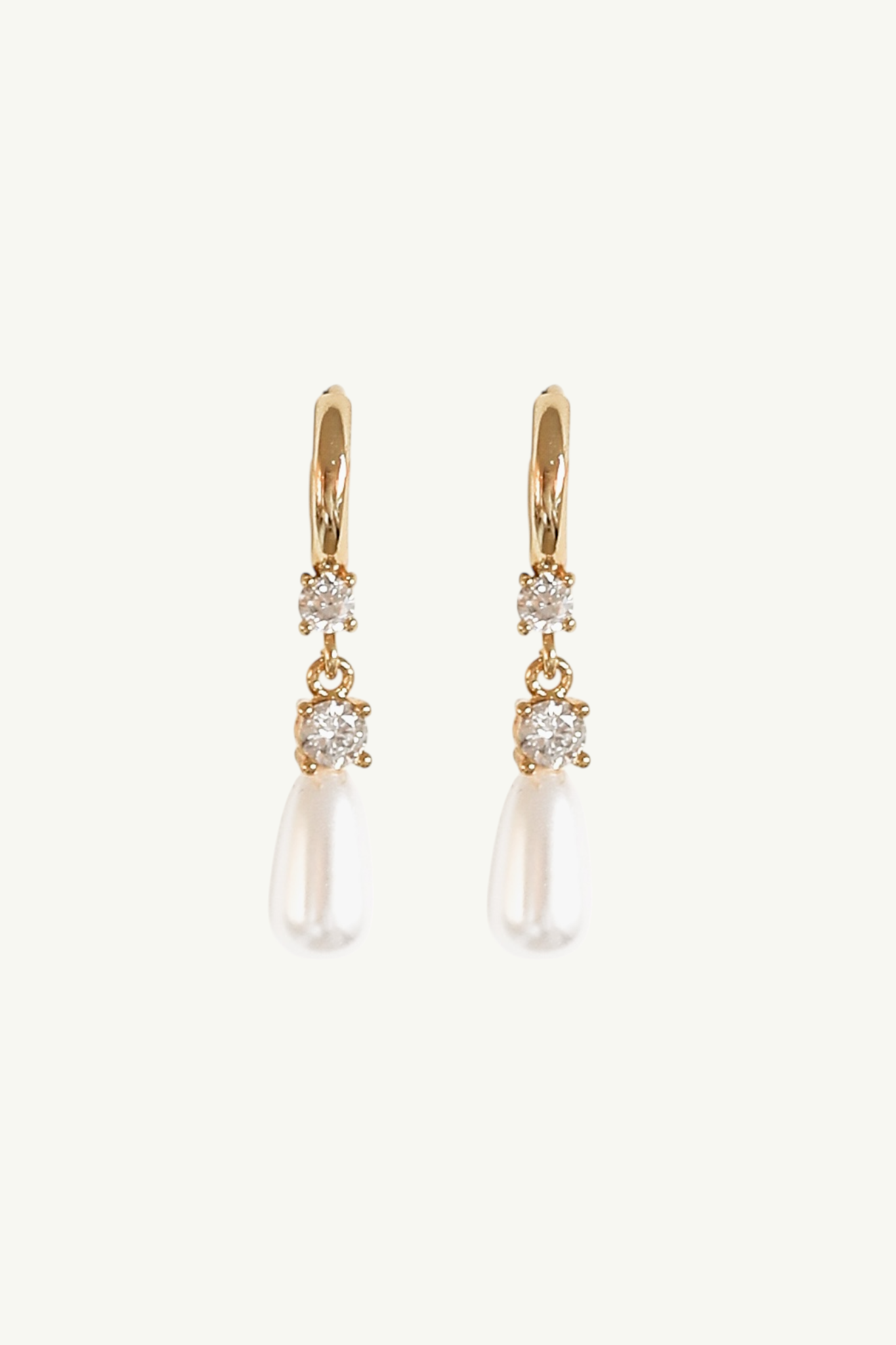 Gold Hoop Crystal Pearl Drop Earrings
