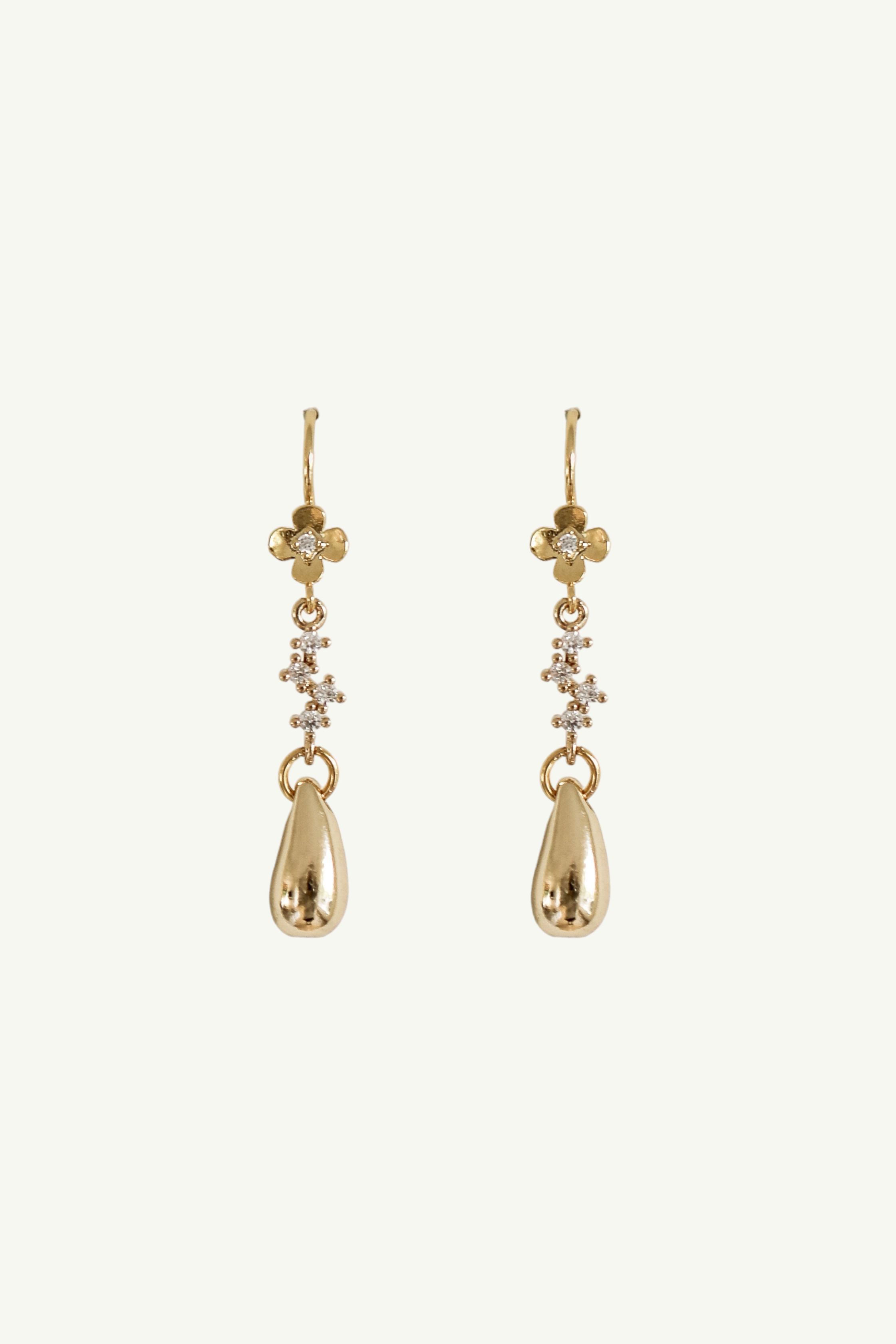 Floral Gilded Pave Drop Earrings