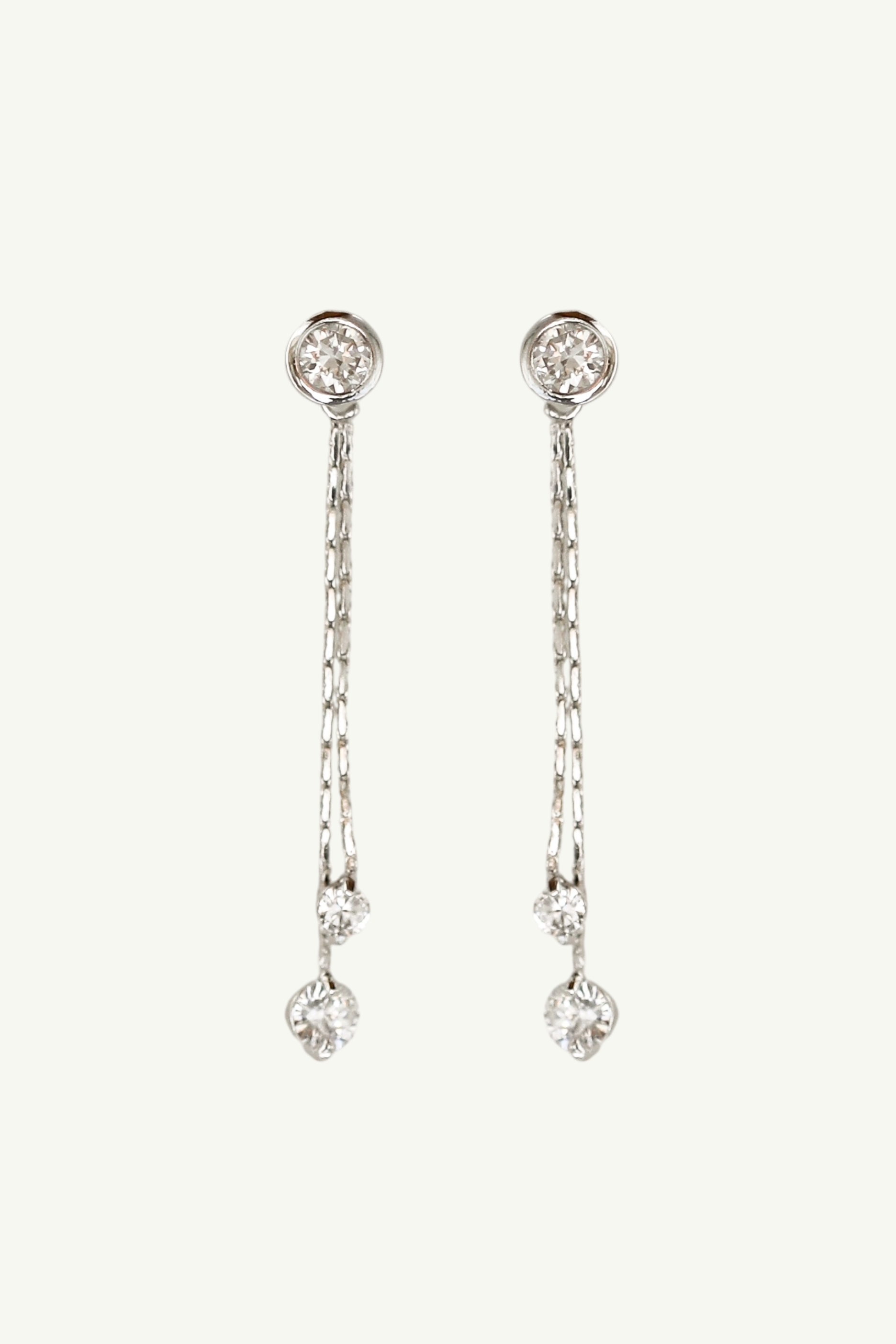 Bezel 2:1 Double Strand Earrings