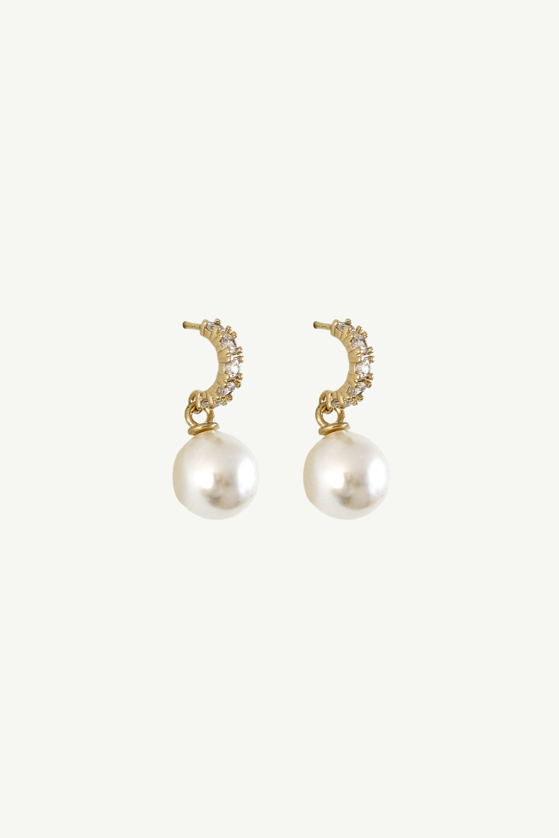 Pave Huggie Pearl Drop Earrings