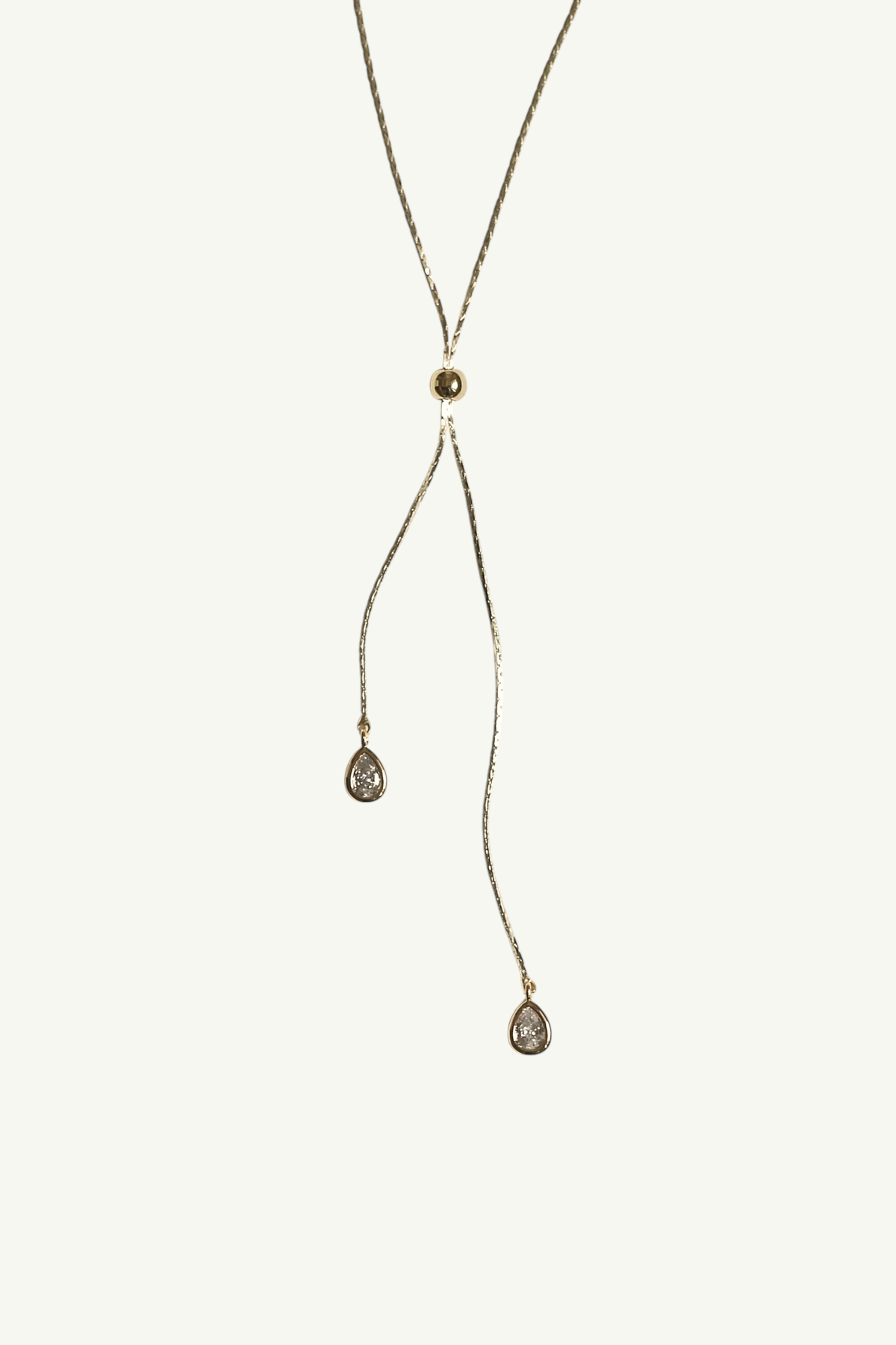 Bezel Crystal Lariat Necklace